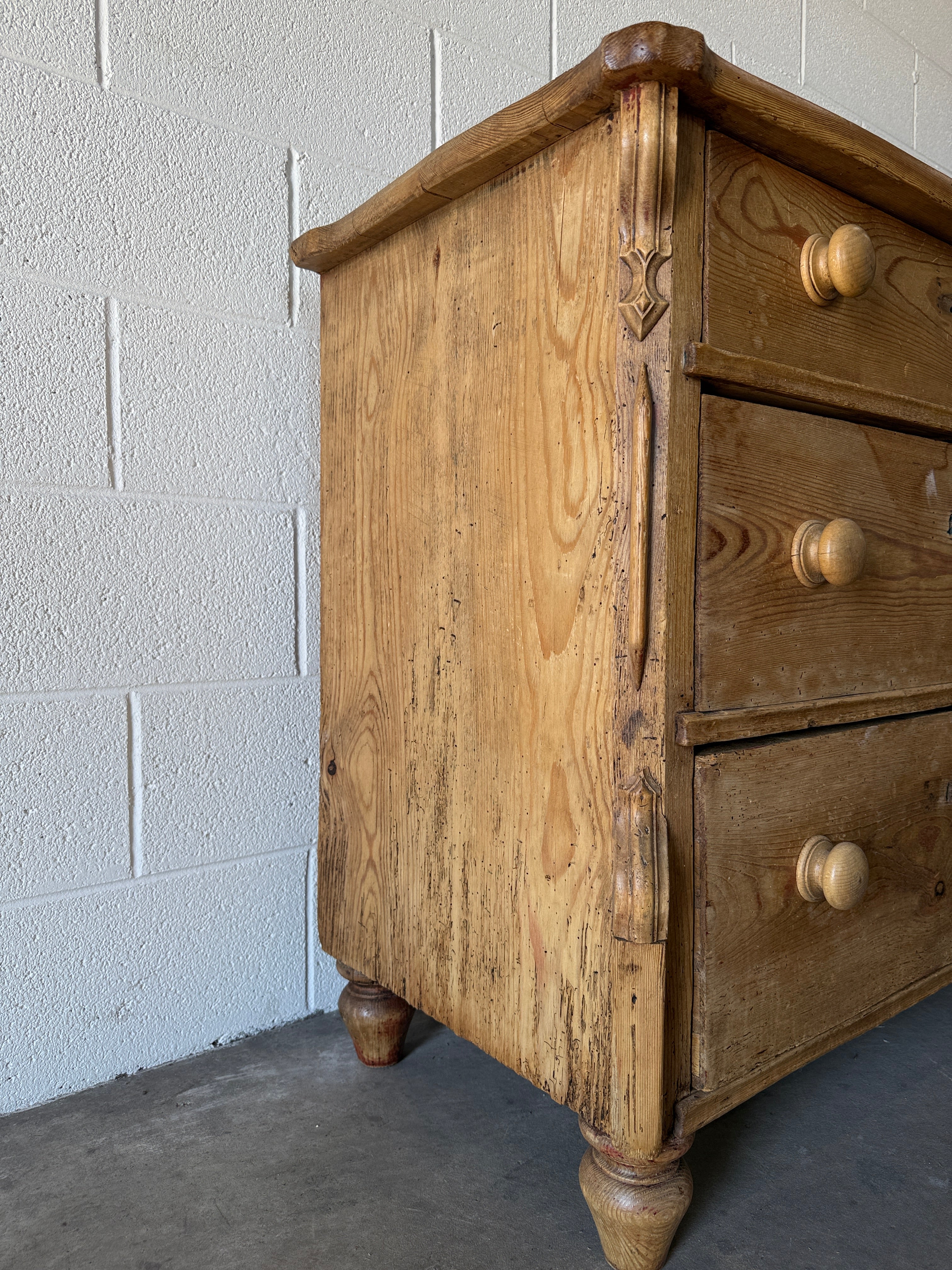 Antique Dutch Pine Three‑Drawer Chest
