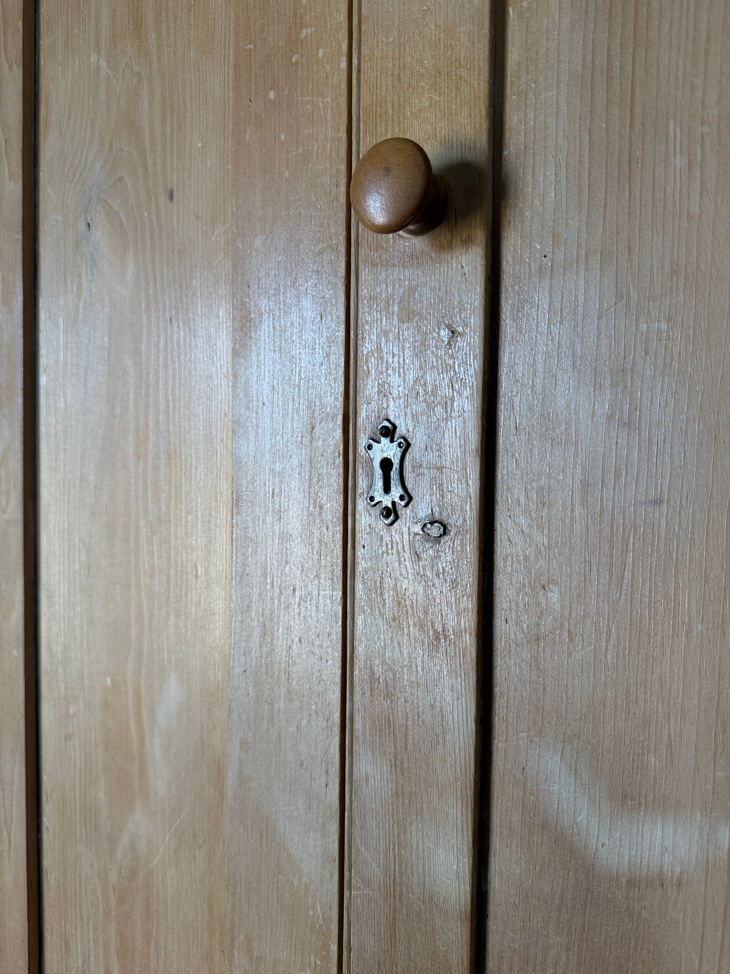 English Antique Pine Wardrobe with Drawer