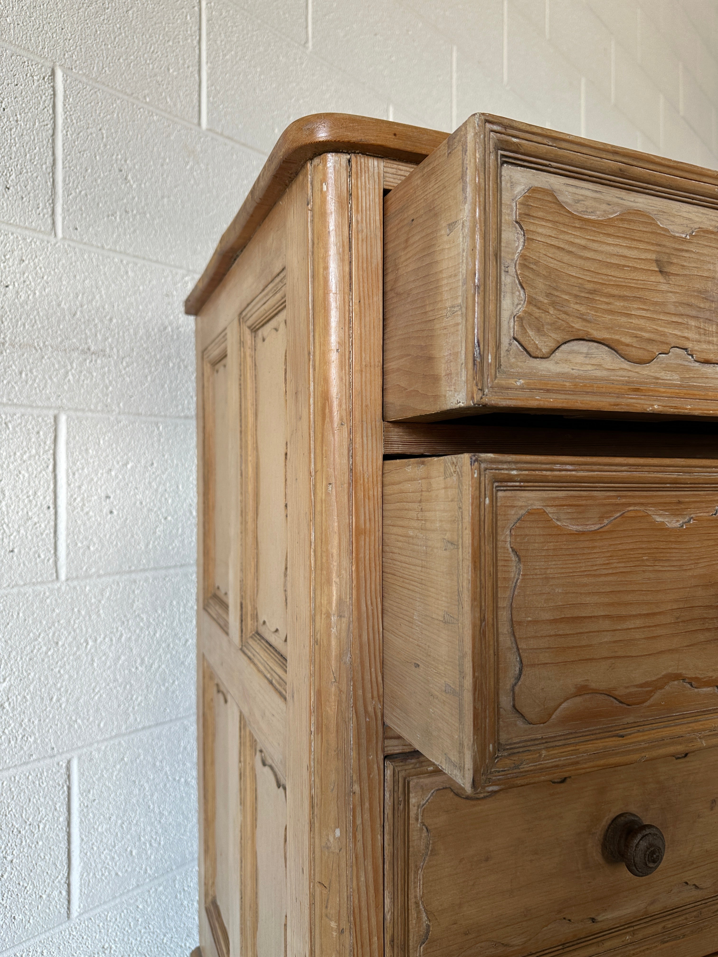 Antique Pine Sideboard with Wavy Detail