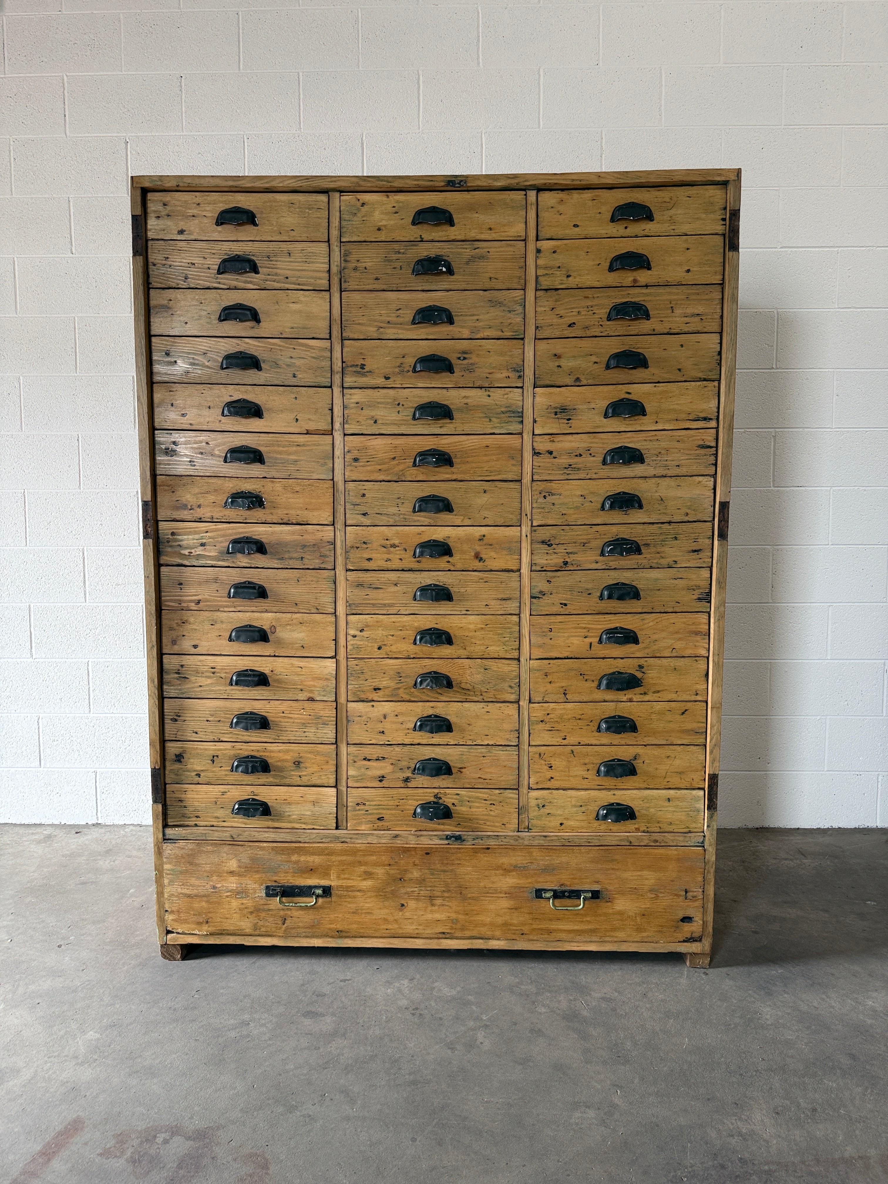Antique European pine haberdashery