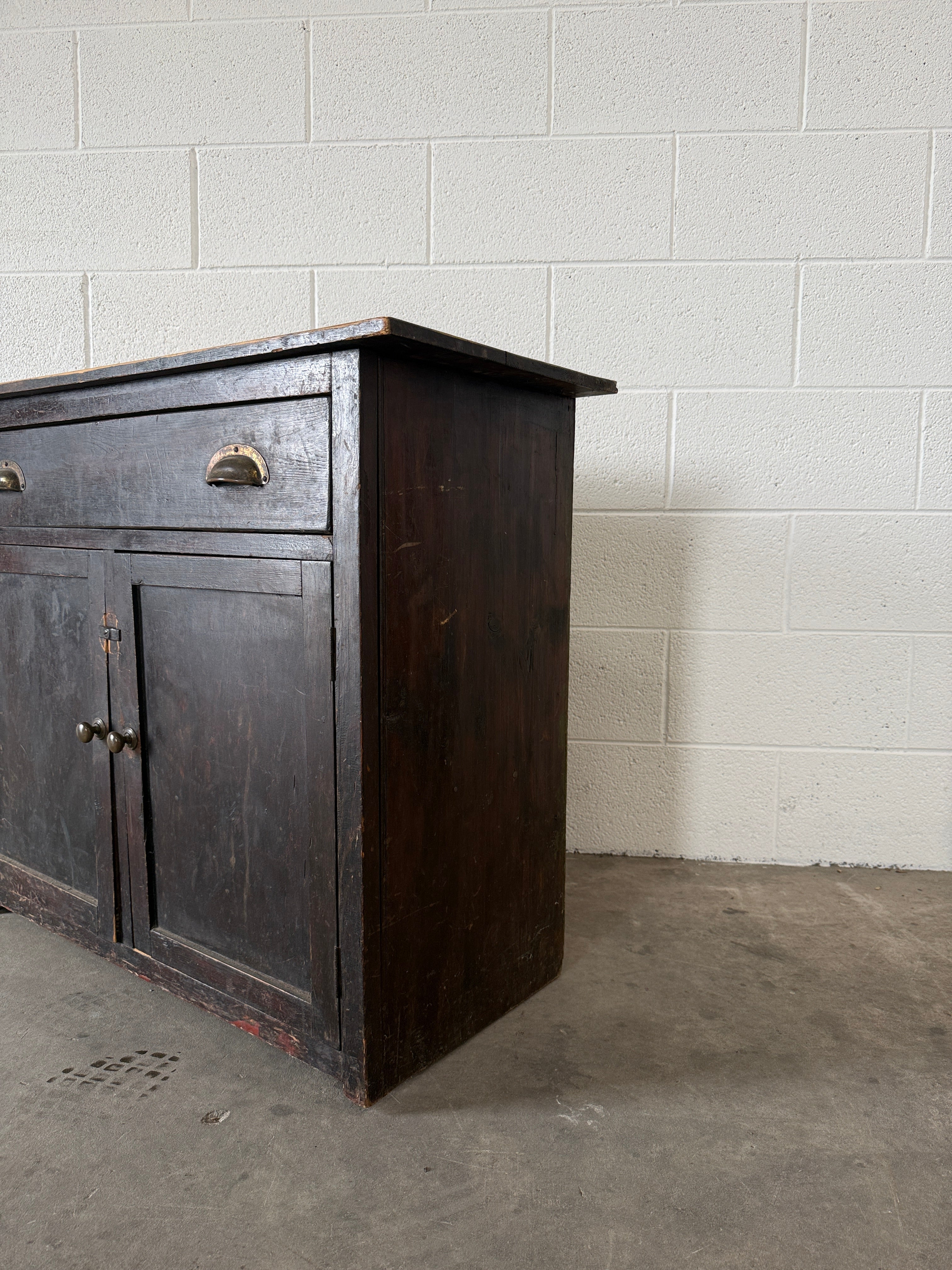 Small European painted pine cupboard