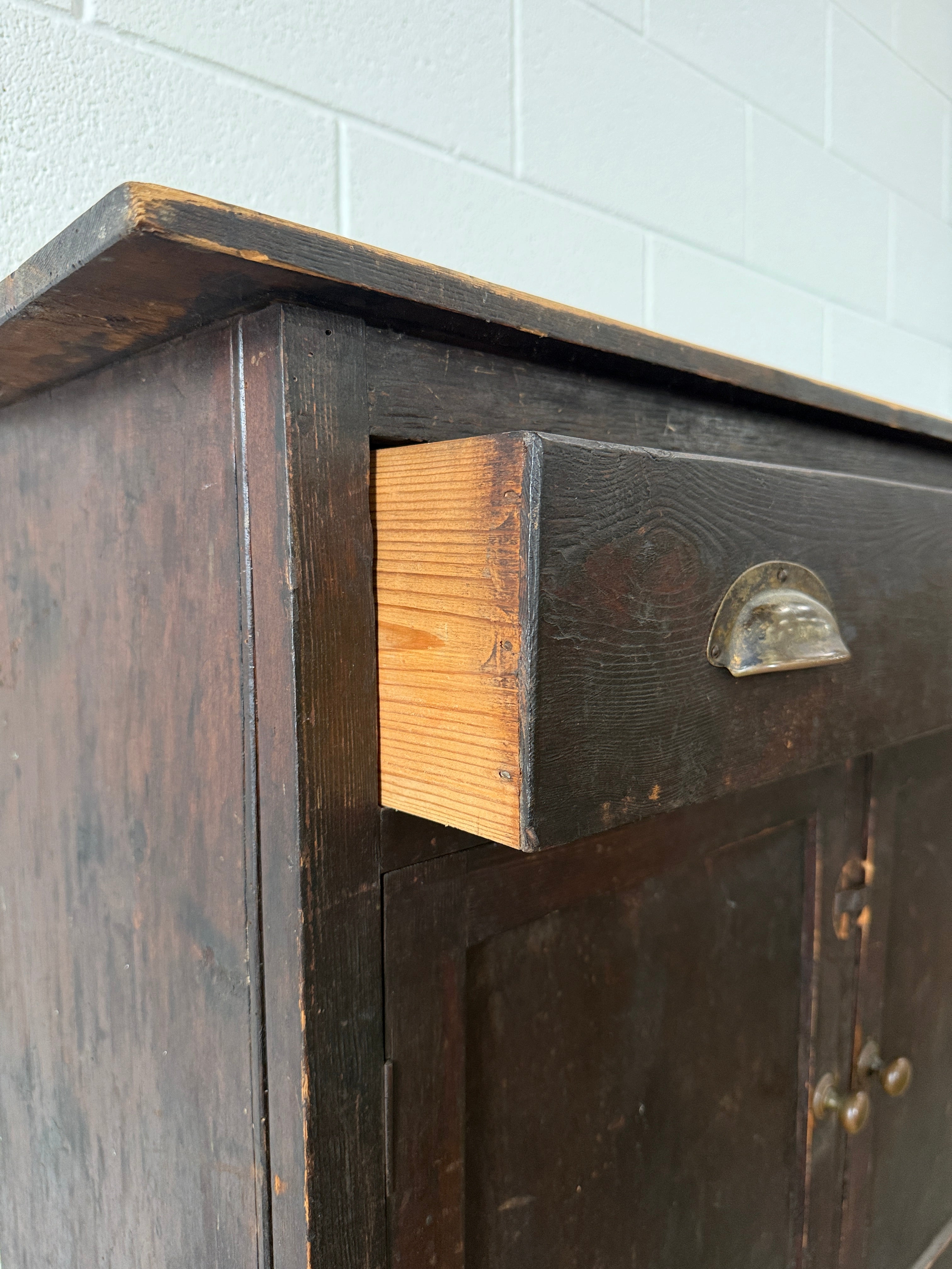 Small European painted pine cupboard