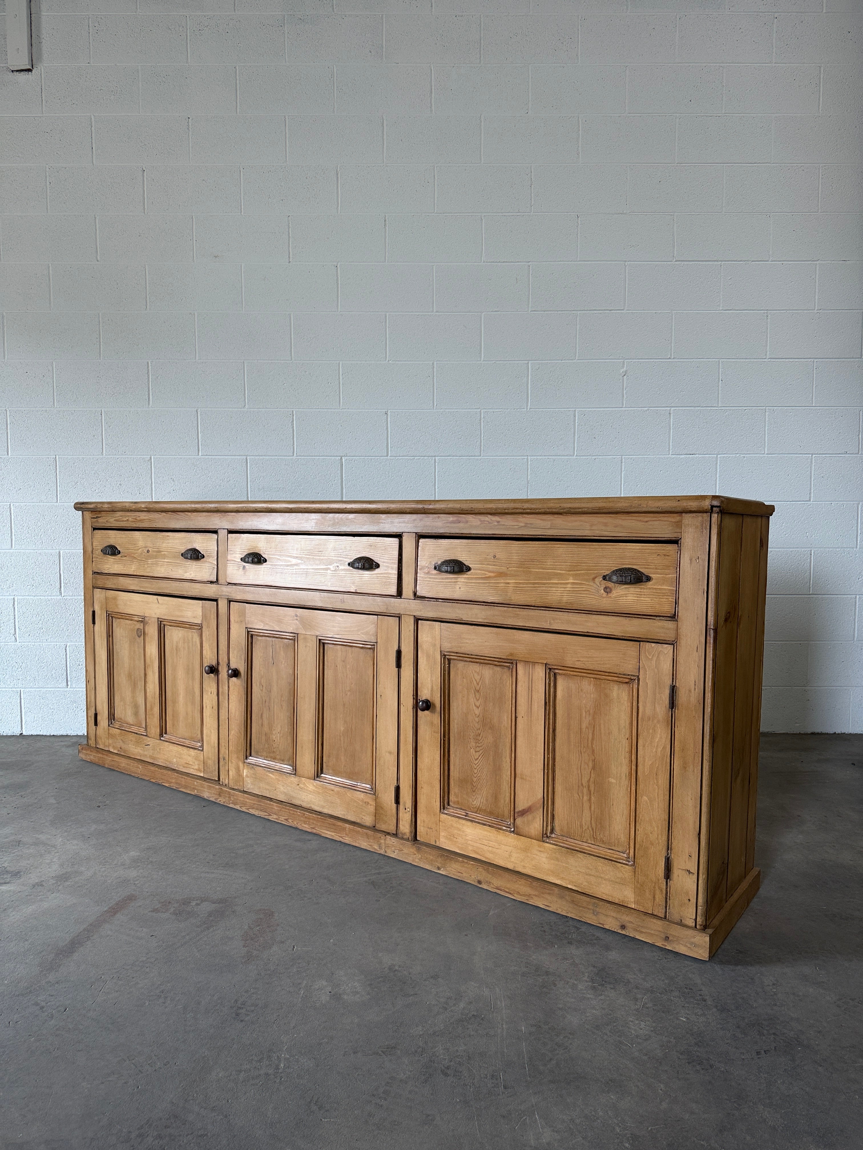 Monumental antique pine sideboard