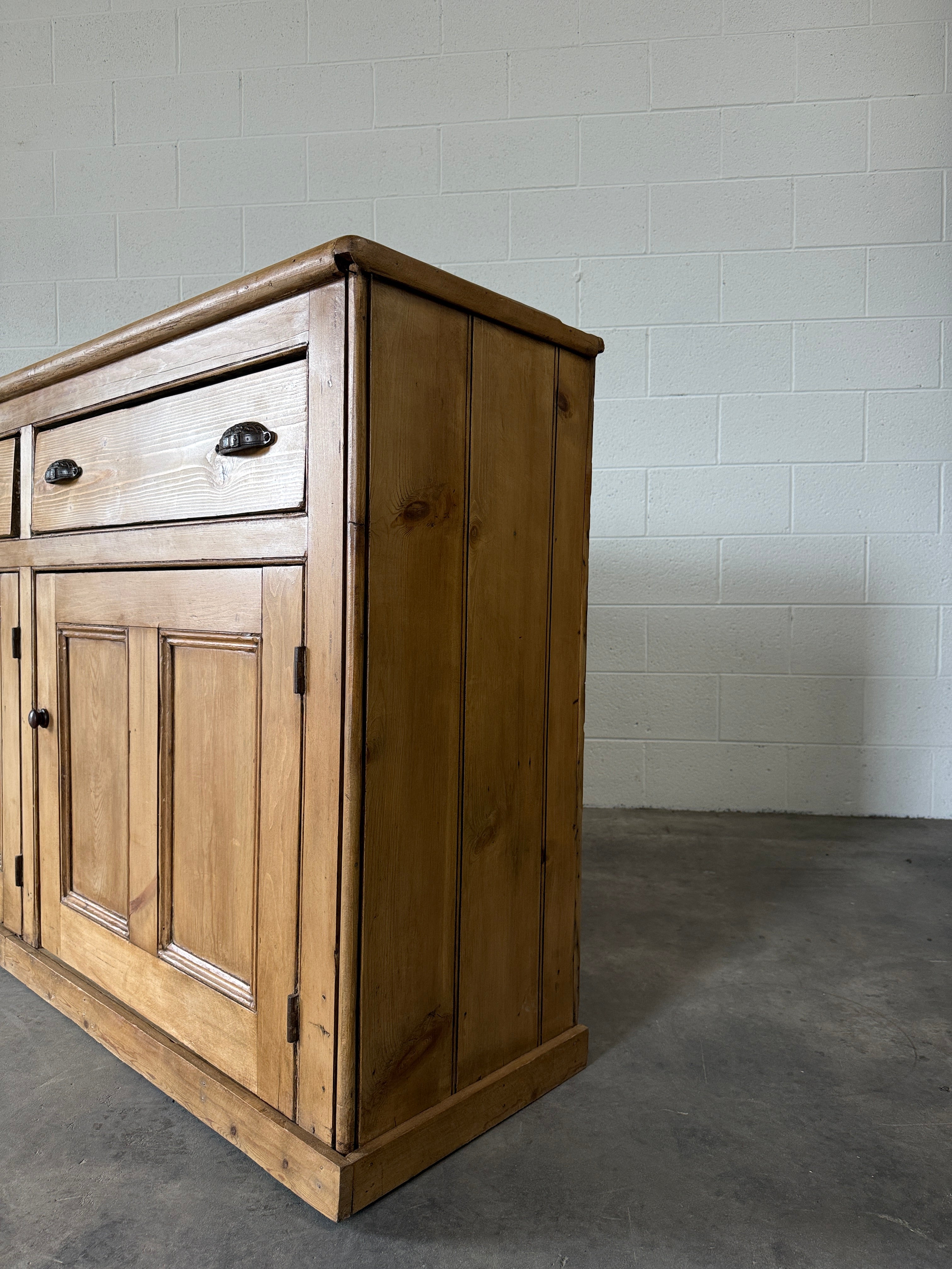 Monumental antique pine sideboard
