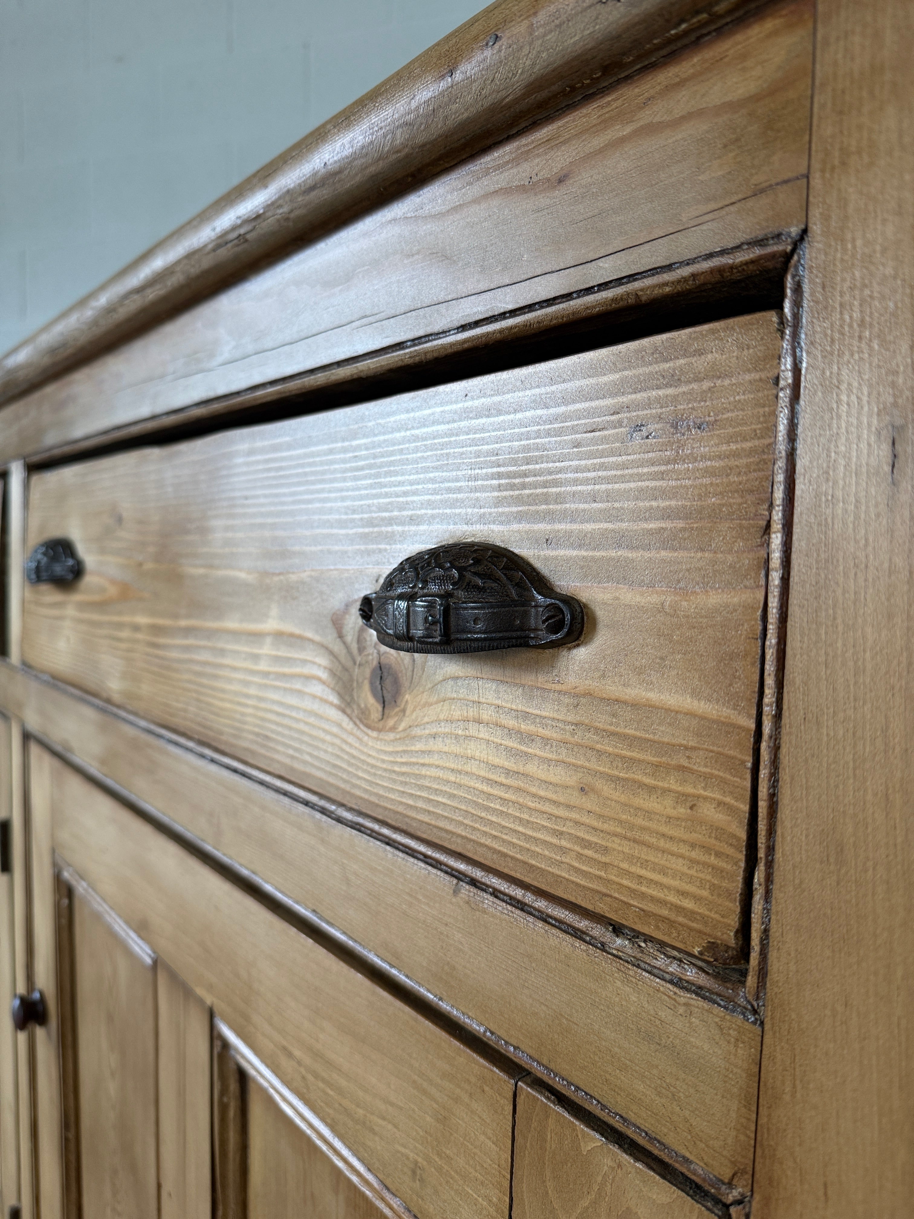 Monumental antique pine sideboard