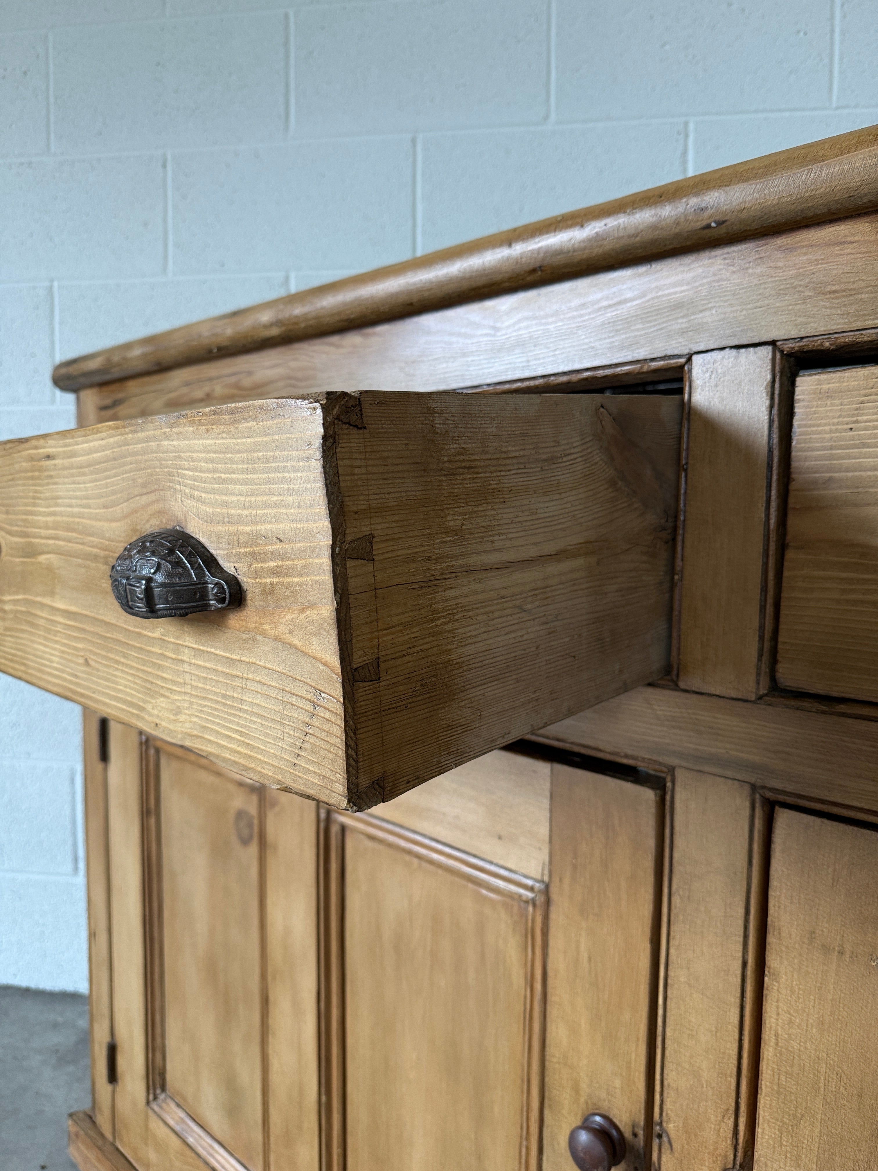 Monumental antique pine sideboard