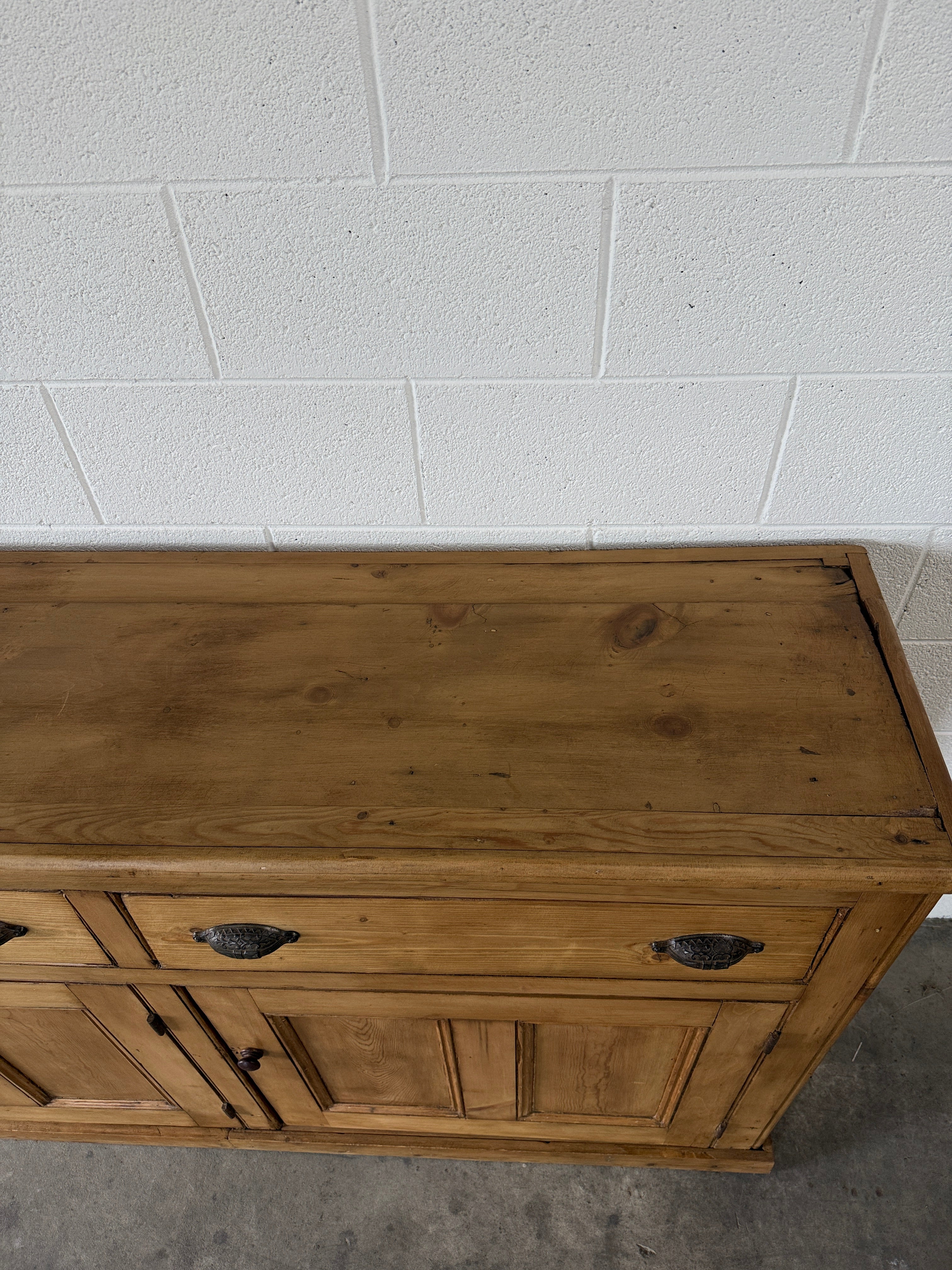 Monumental antique pine sideboard