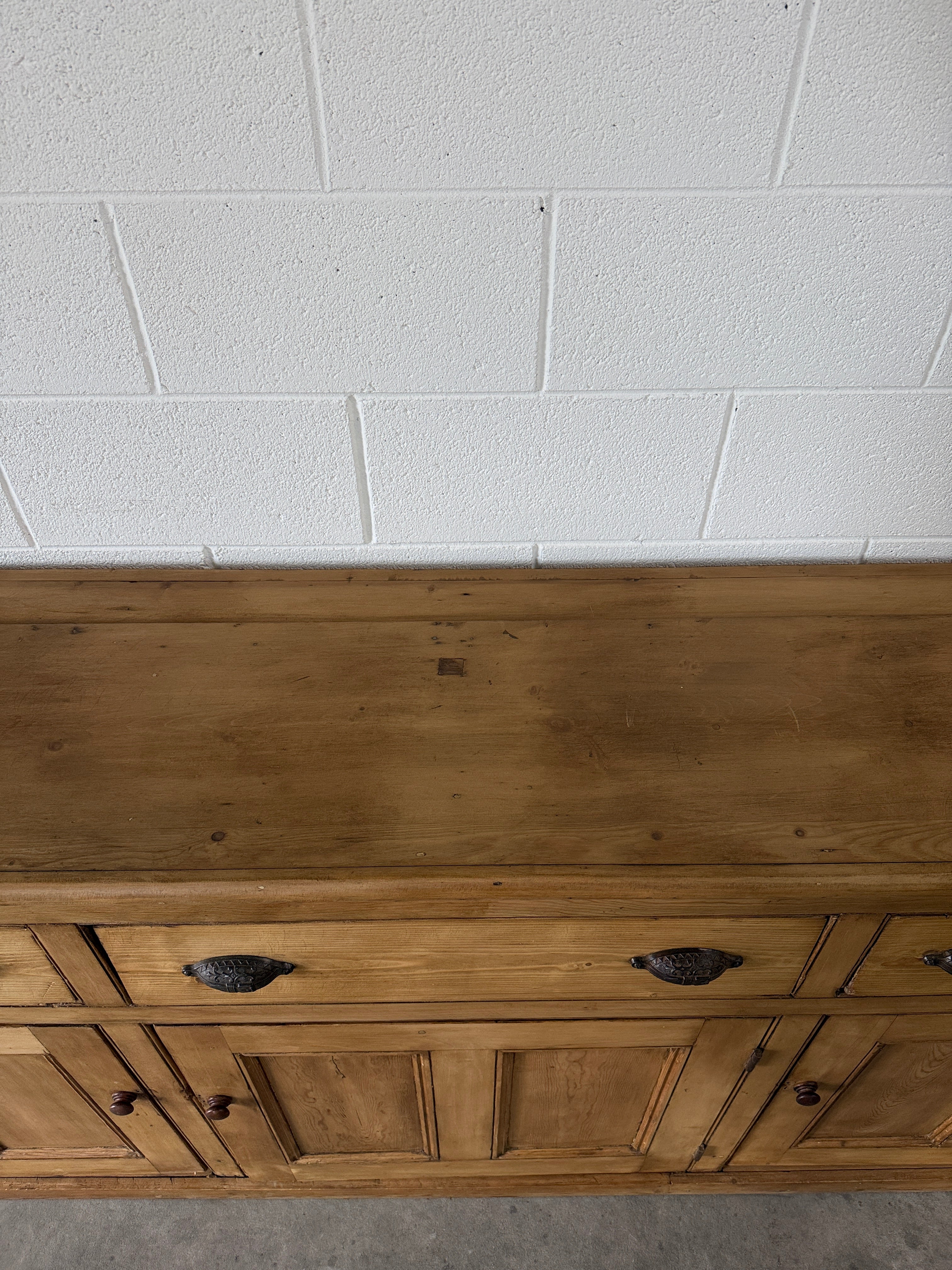 Monumental antique pine sideboard