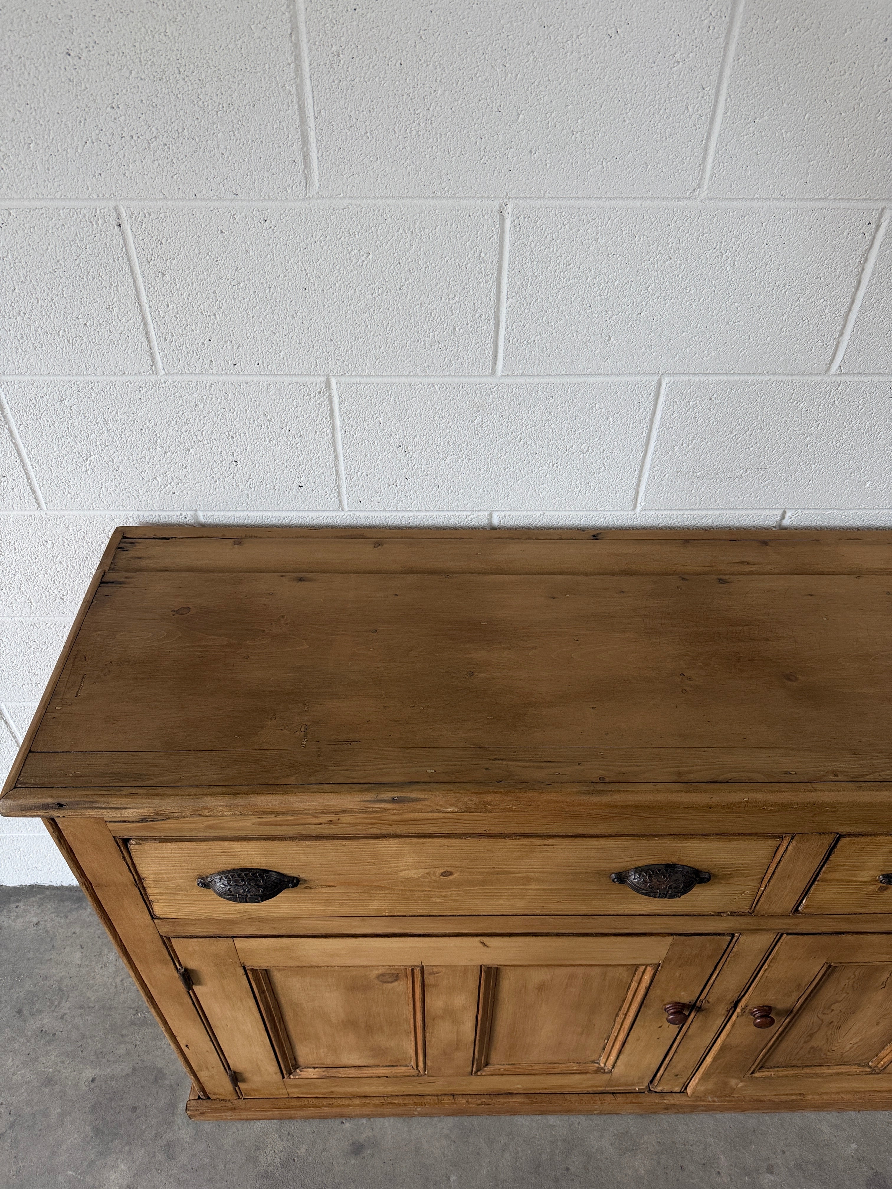 Monumental antique pine sideboard