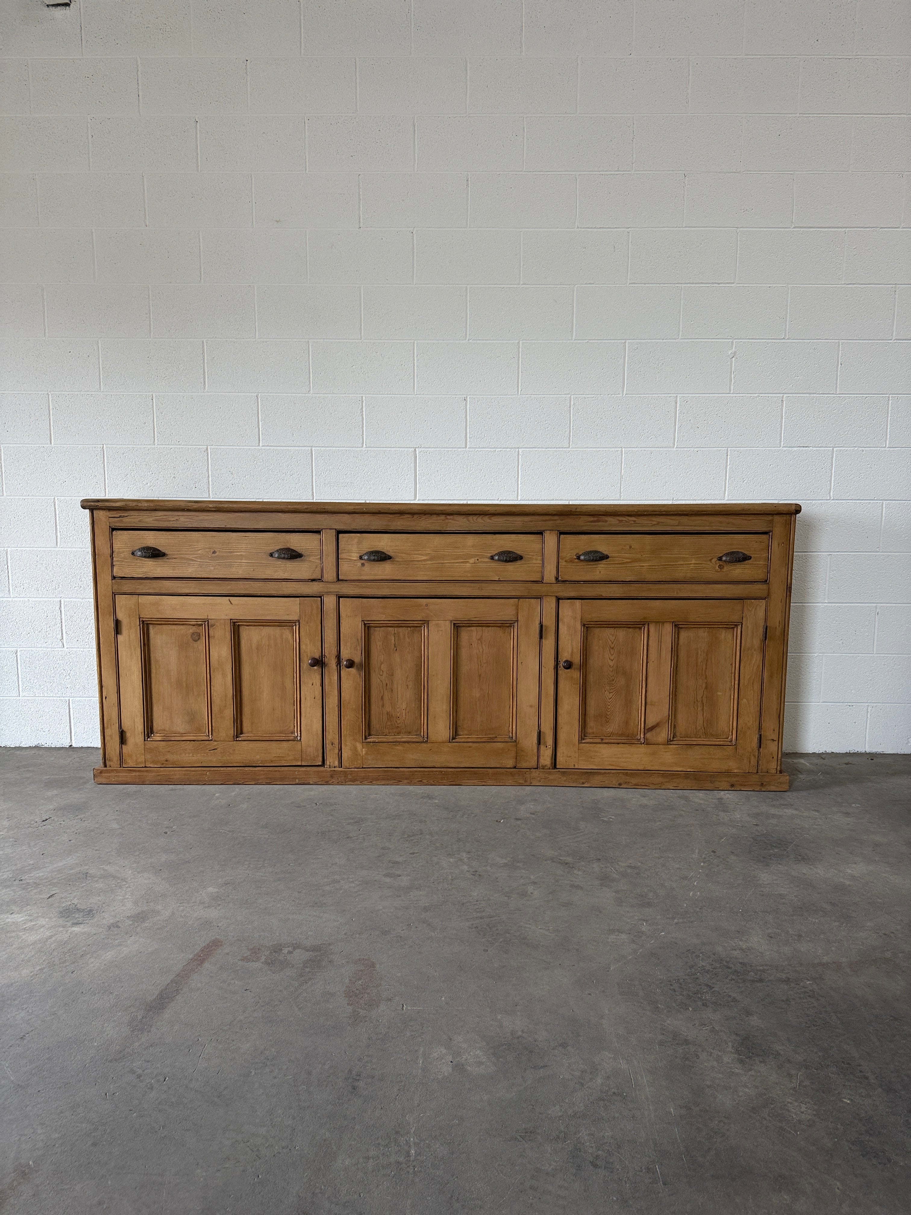 Monumental antique pine sideboard