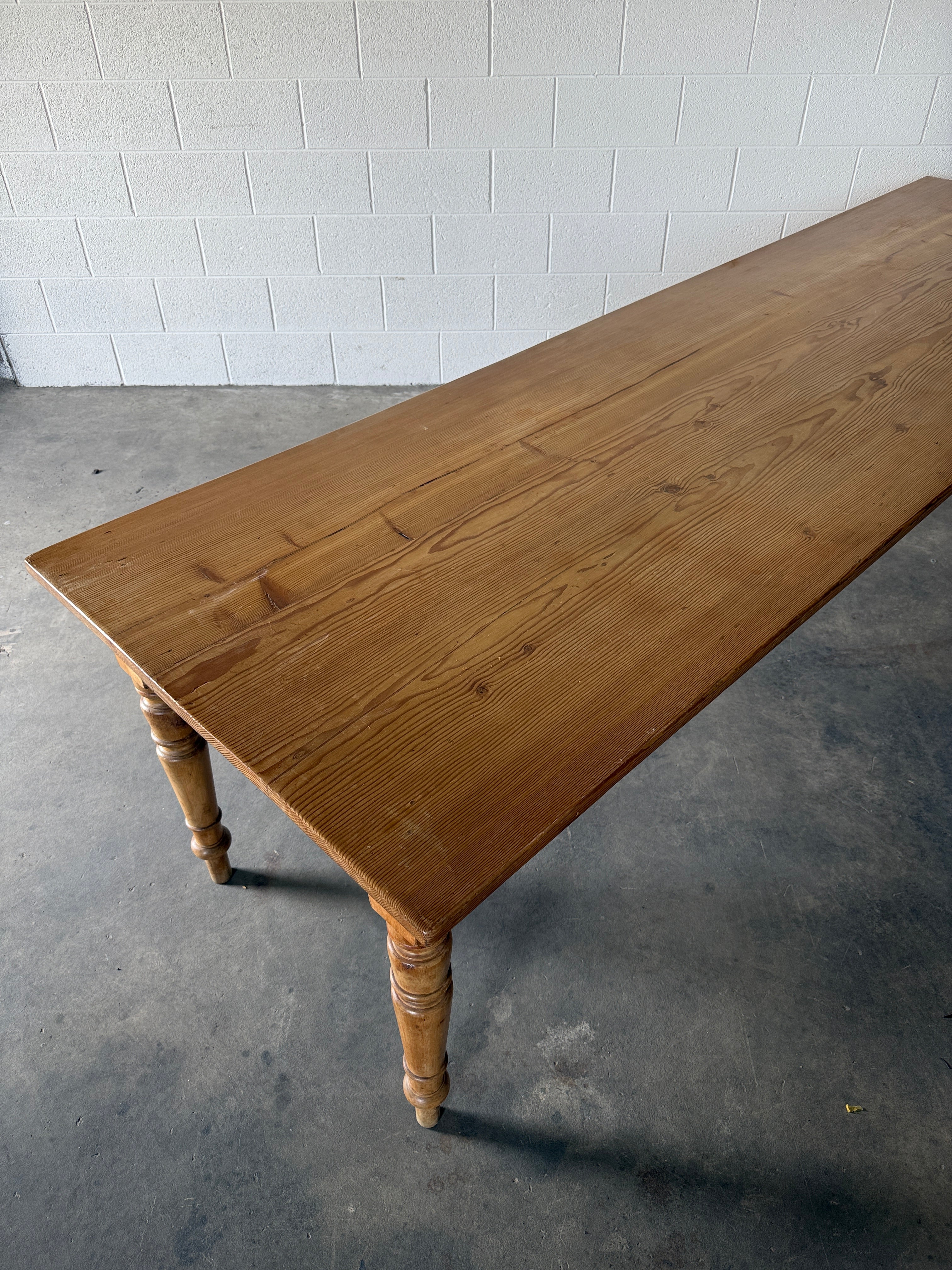 10’ antique pine dining table