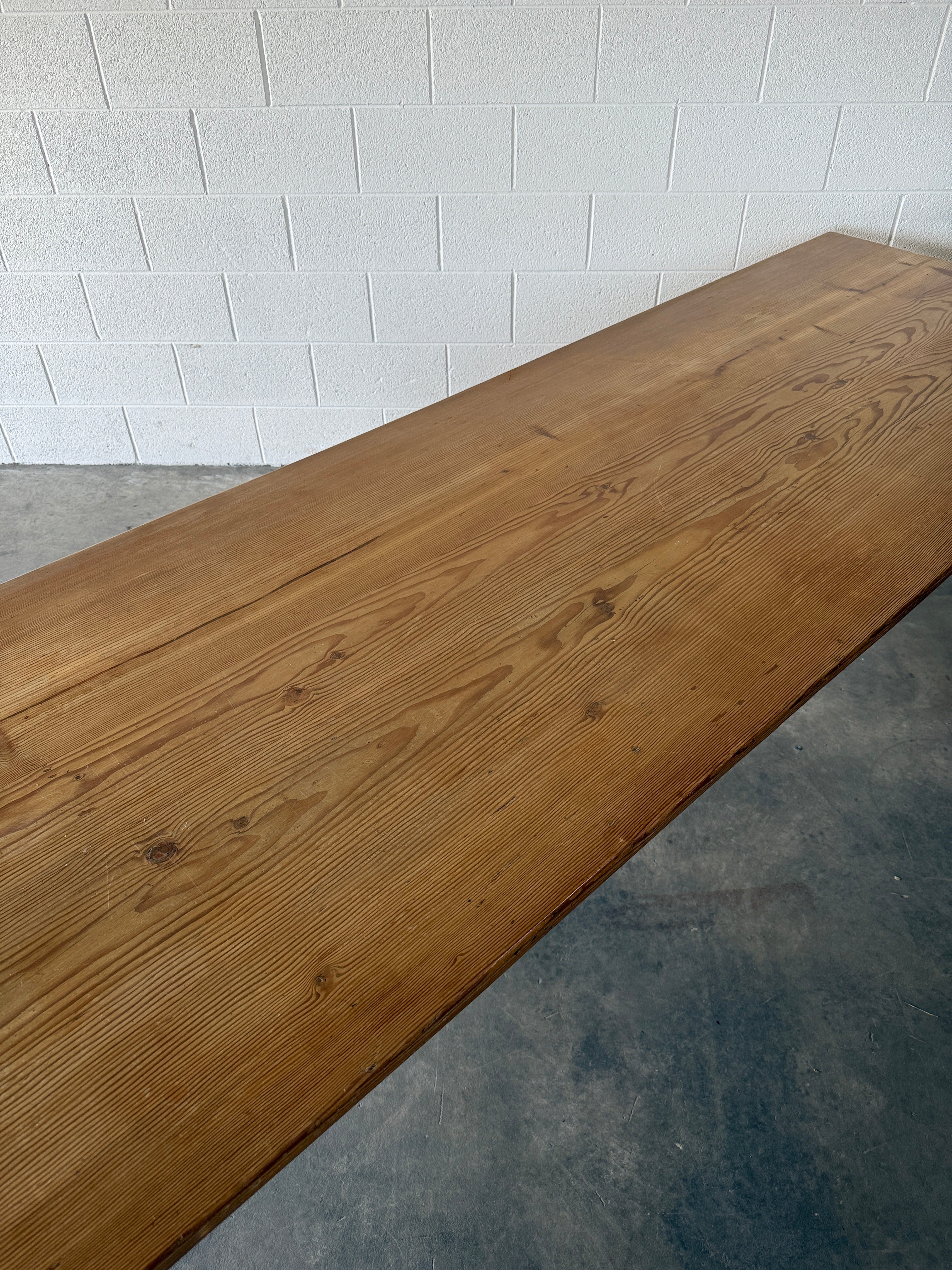 10’ antique pine dining table
