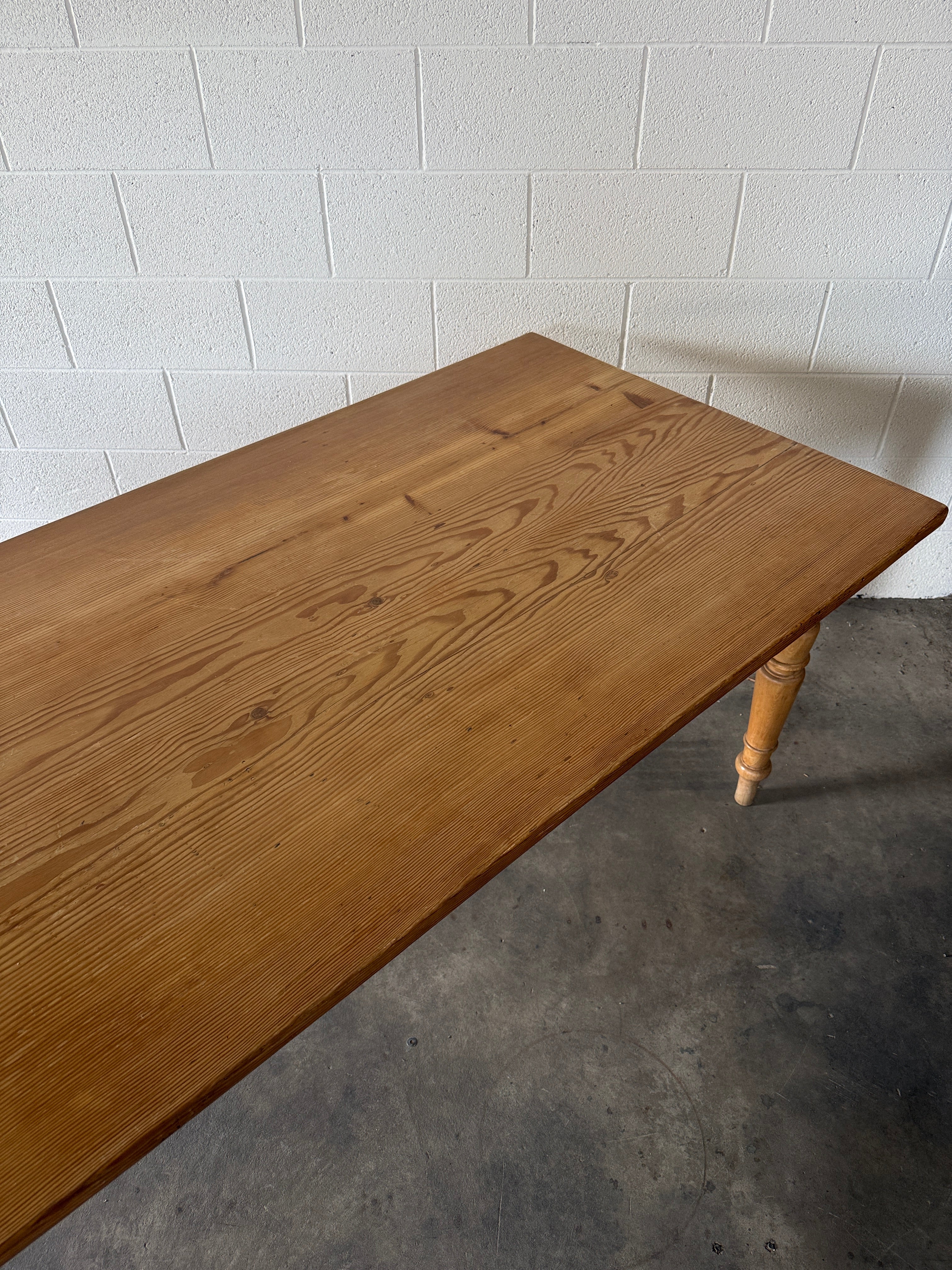 10’ antique pine dining table
