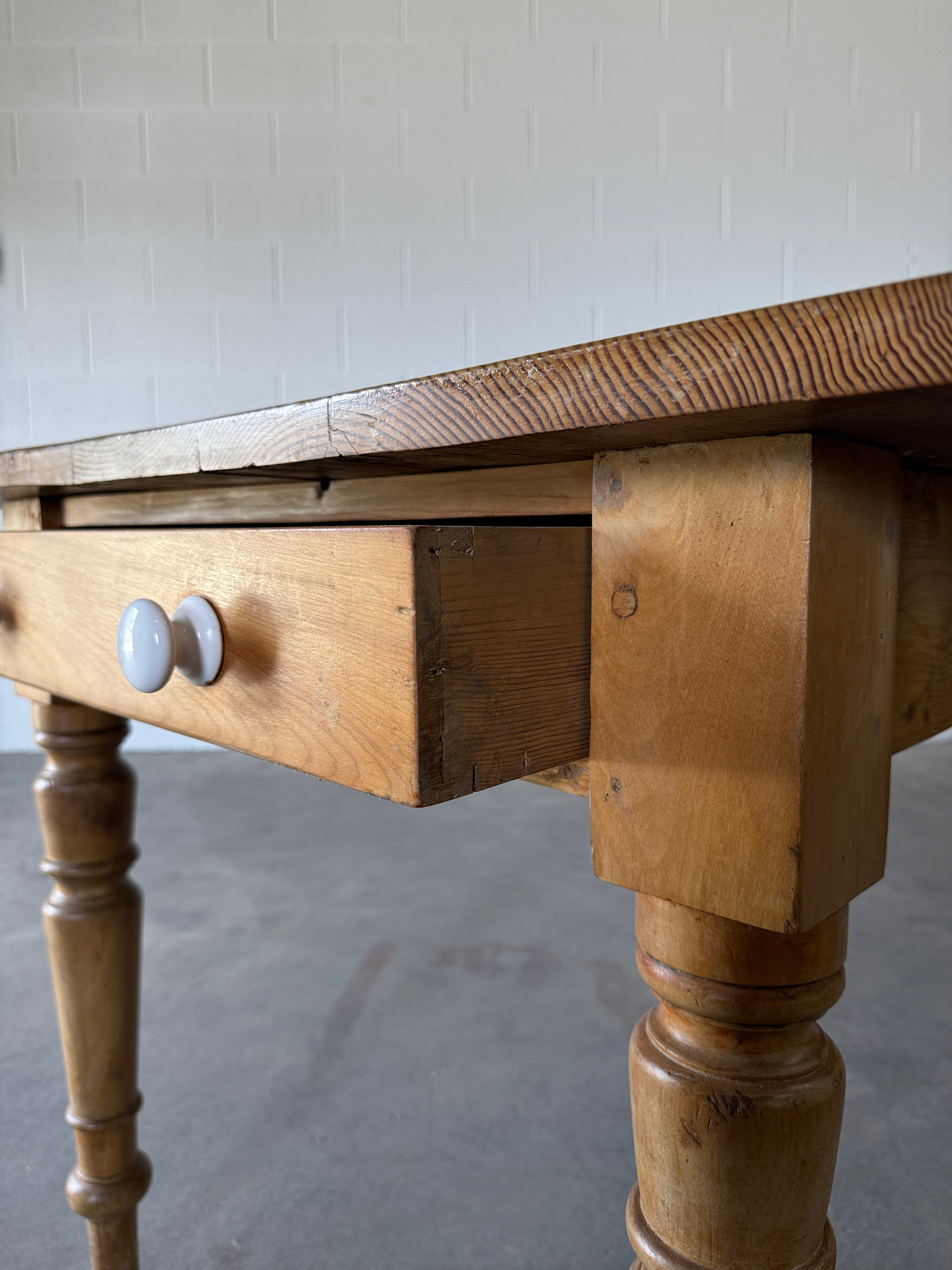 10’ antique pine dining table
