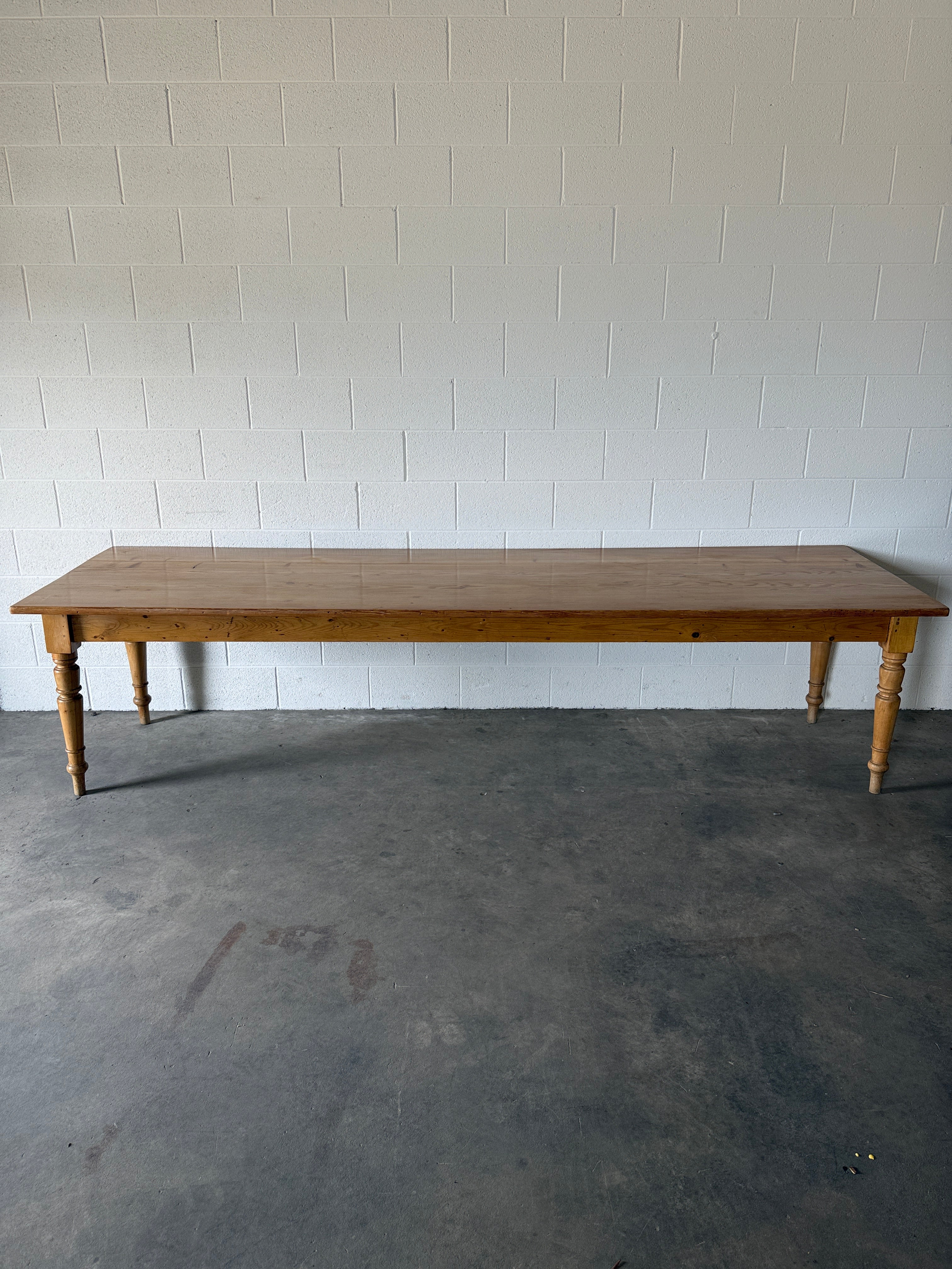 10’ antique pine dining table