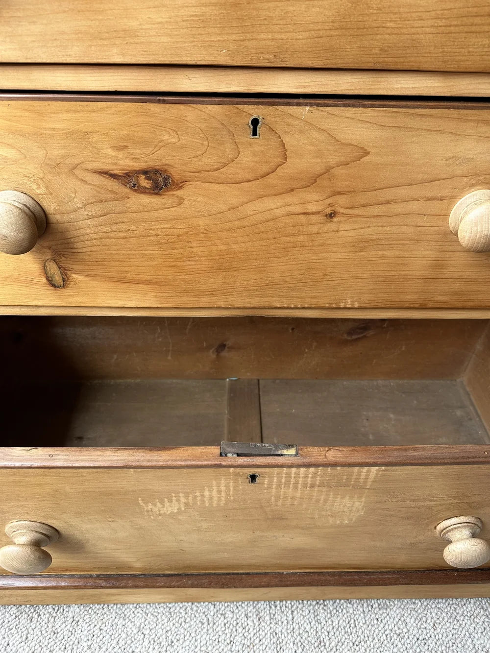 Two-toned set of victorian pine drawers