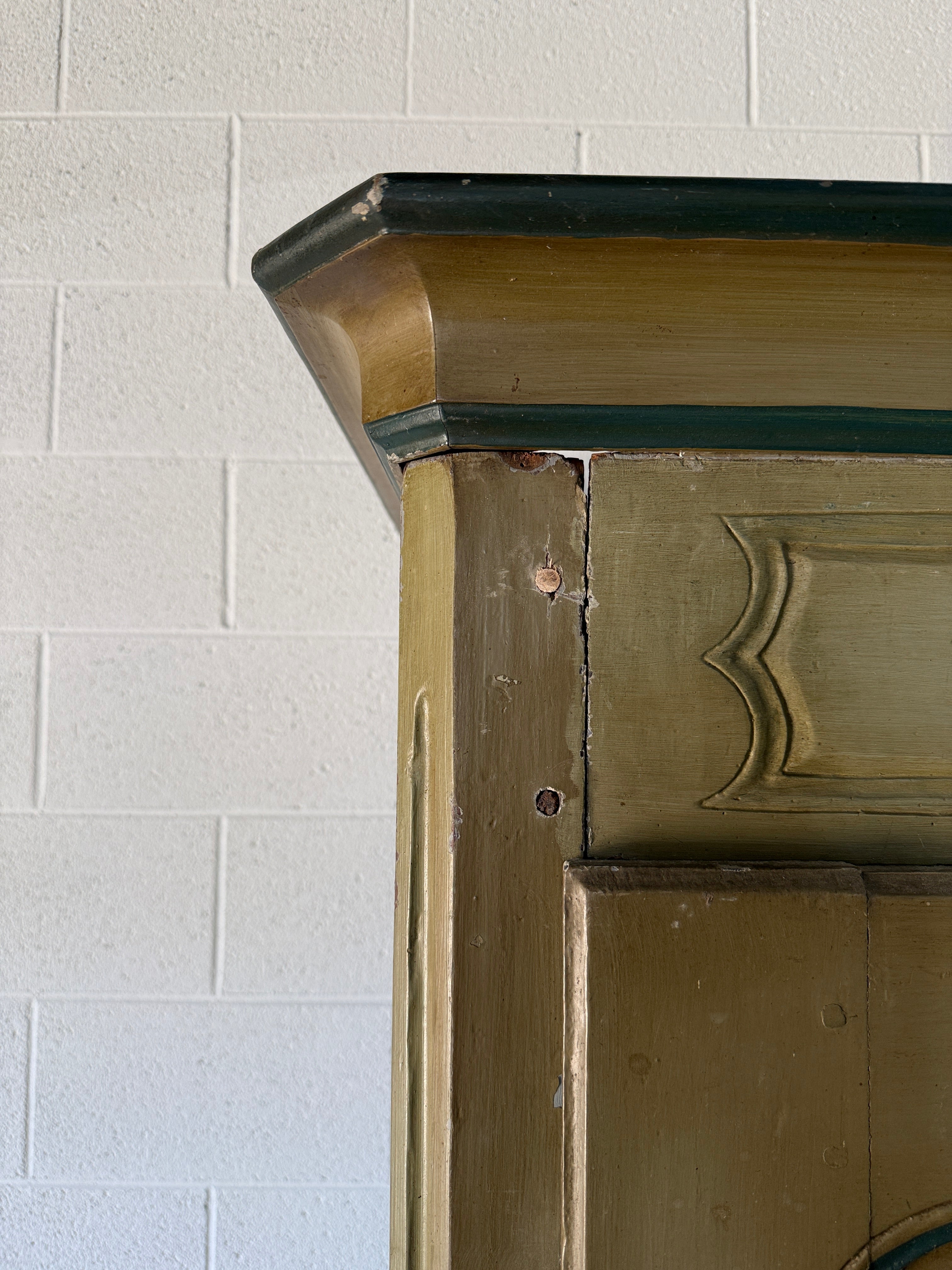 Antique French Provincial armoire with original painted decoration