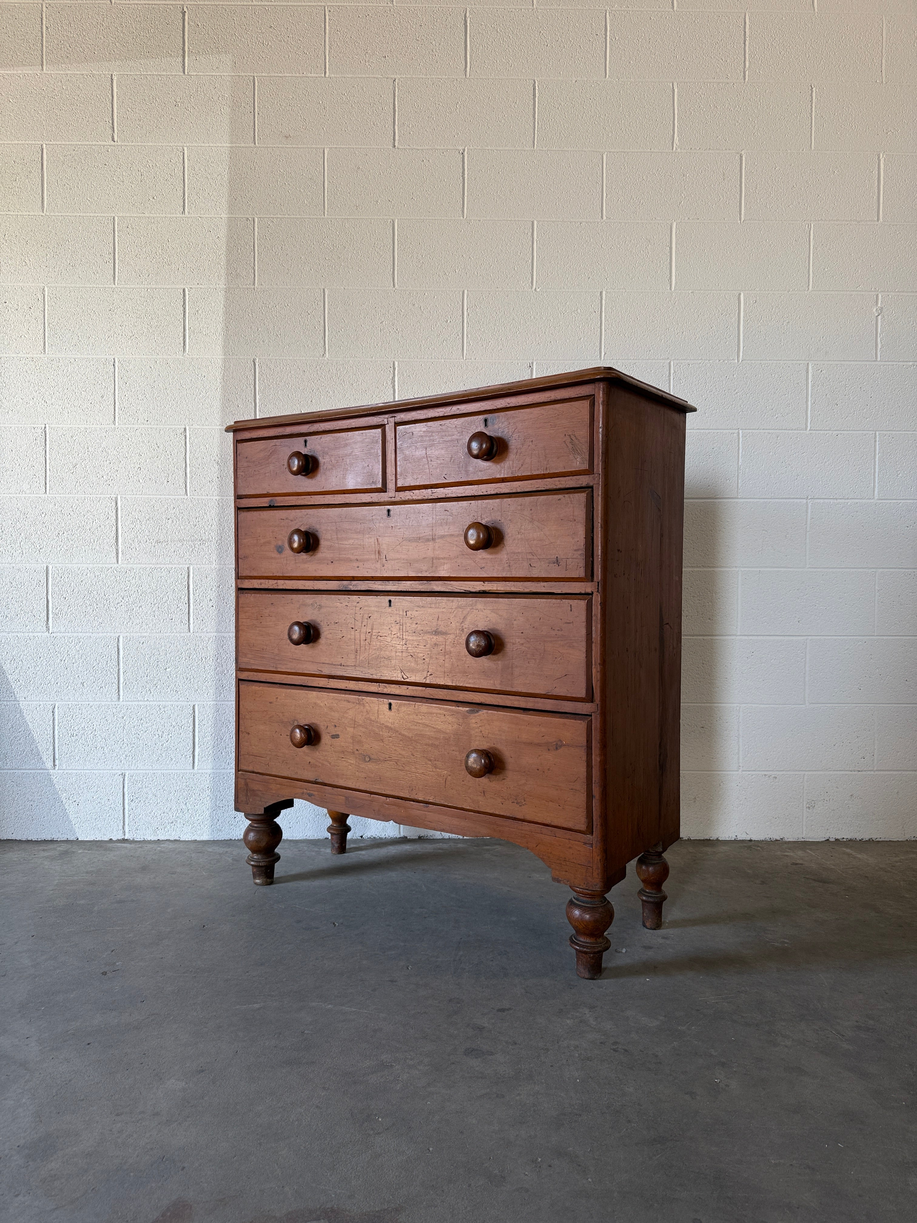 Antique English pine chest of drawers