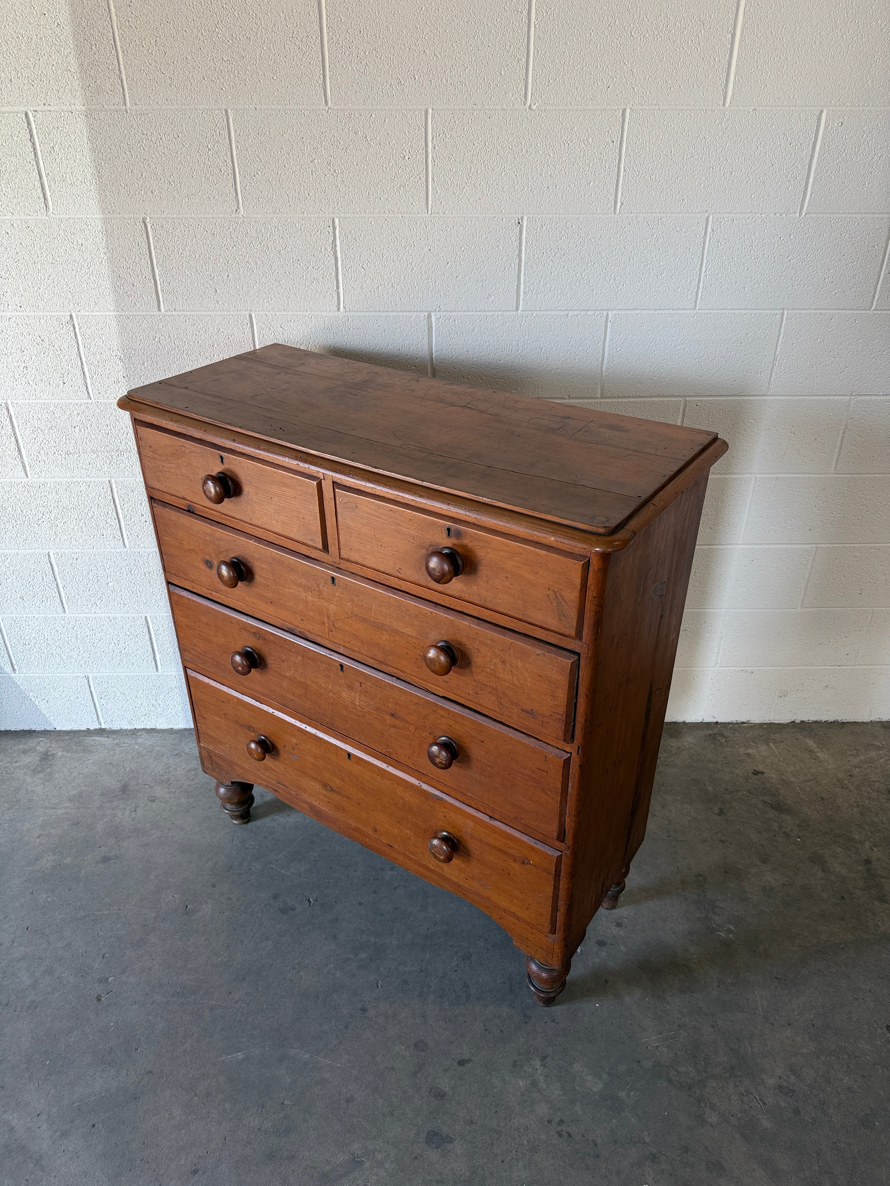 Antique English pine chest of drawers