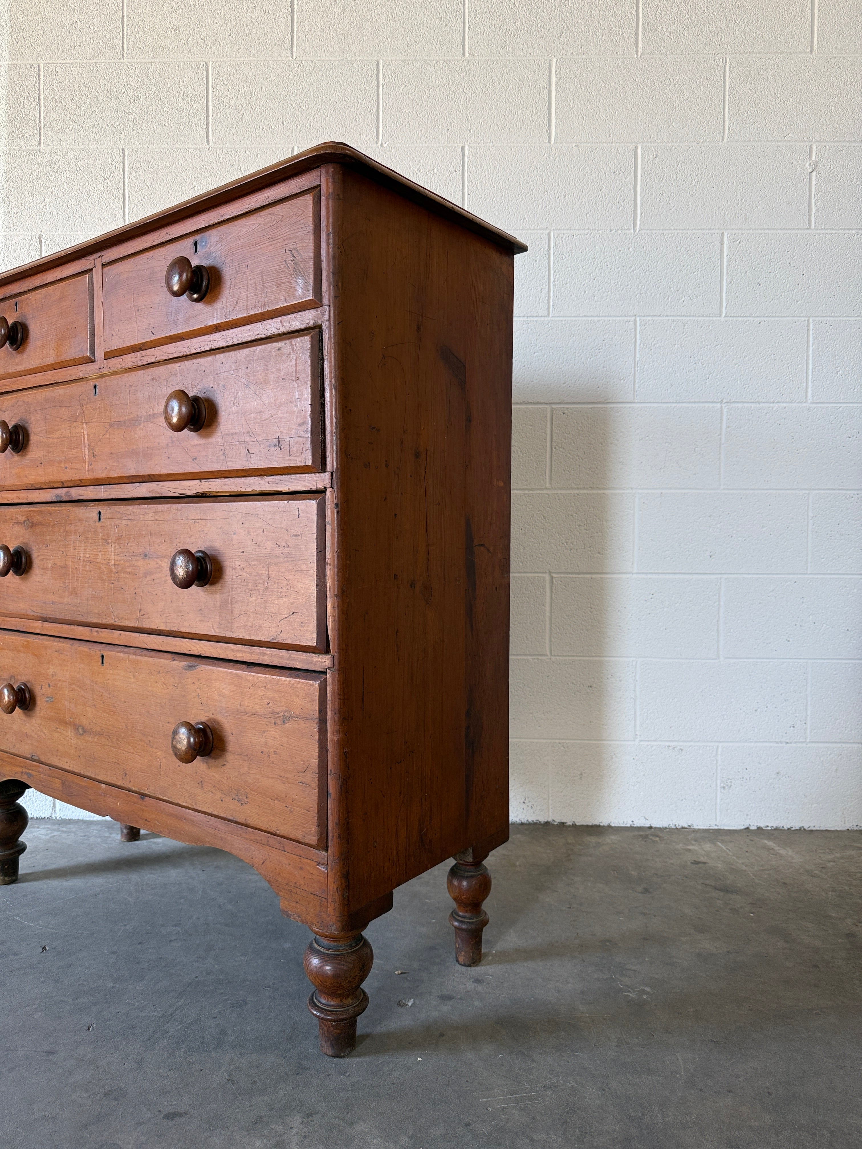 Antique English pine chest of drawers