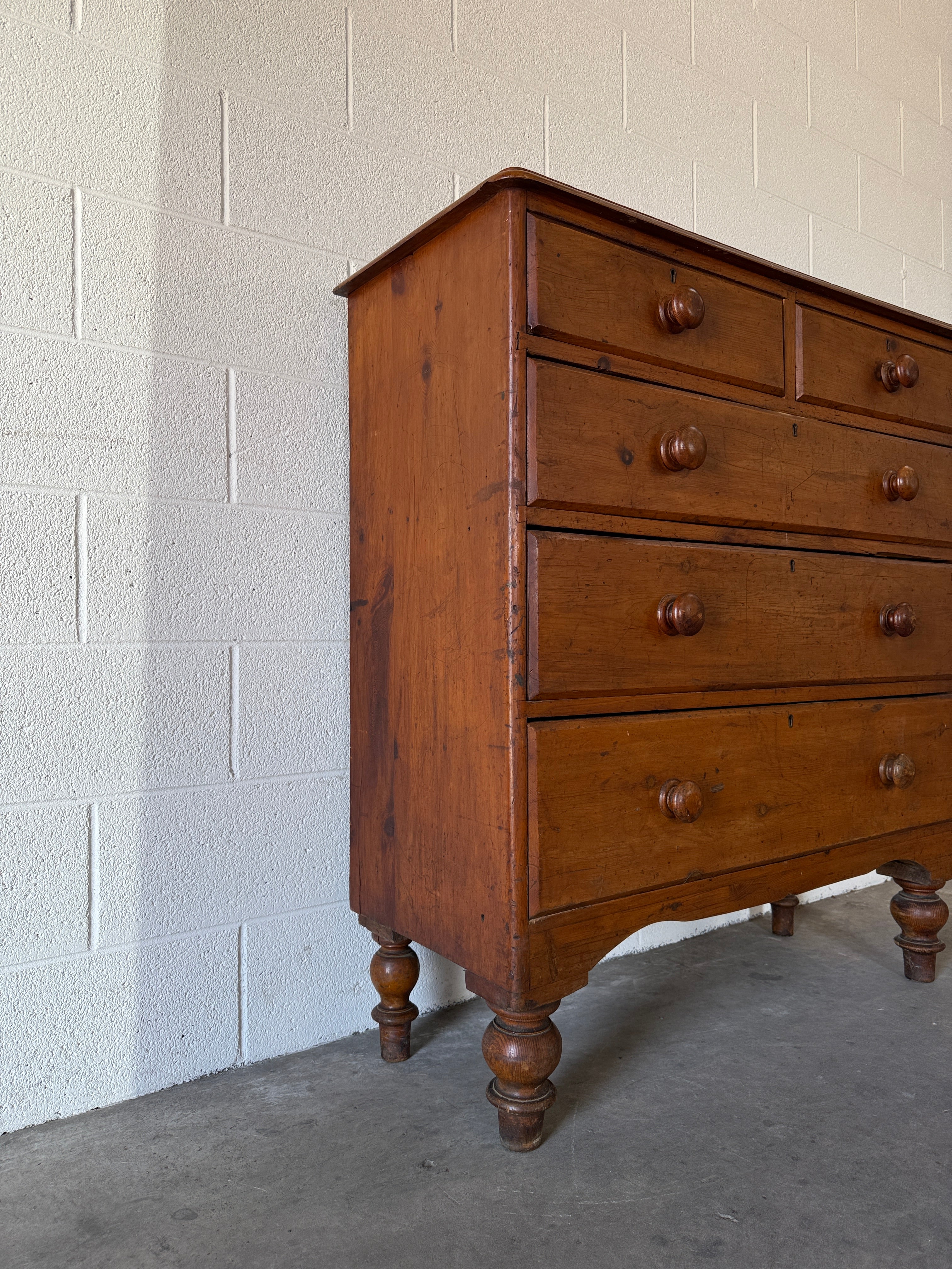 Antique English pine chest of drawers