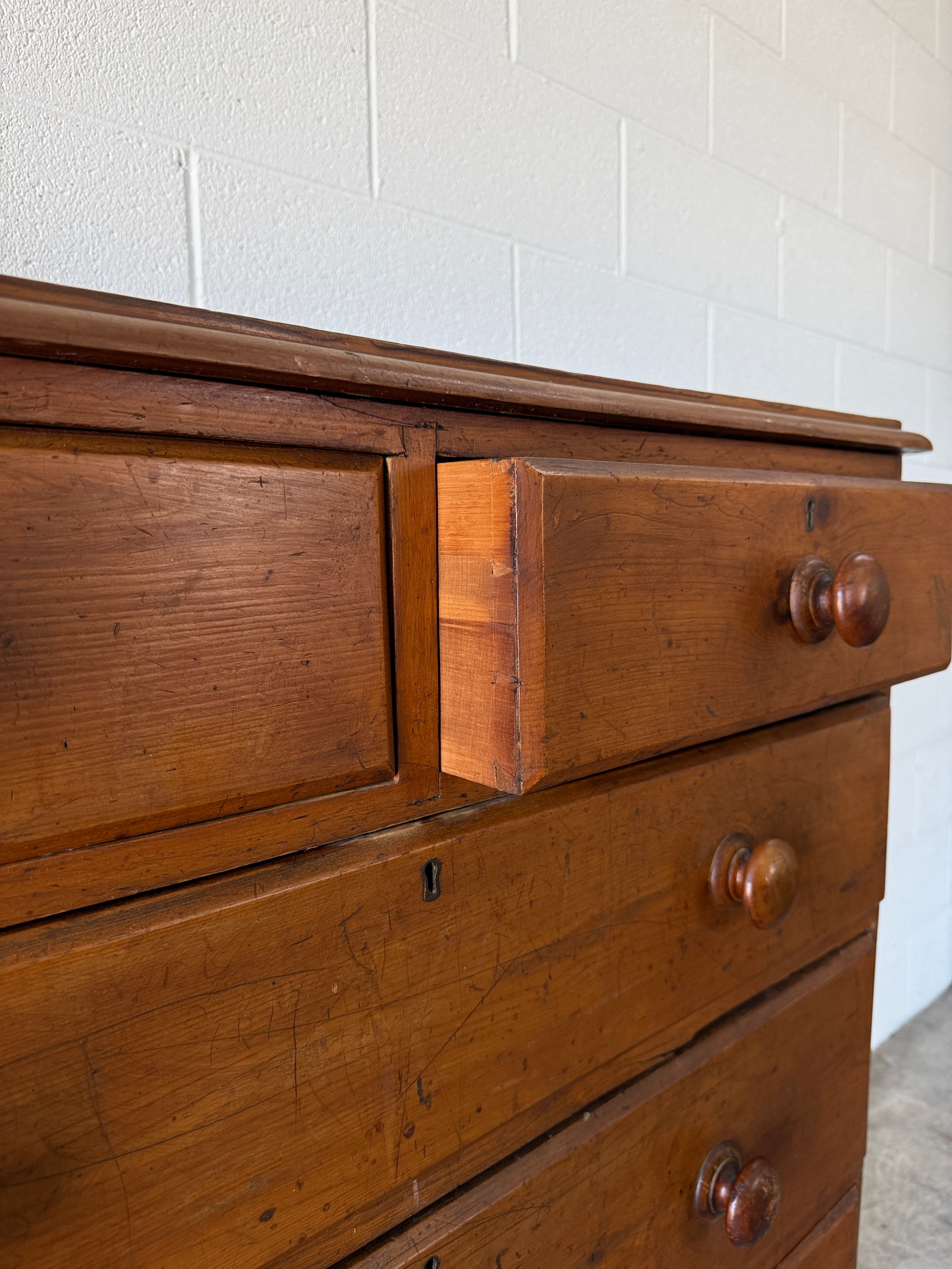 Antique English pine chest of drawers