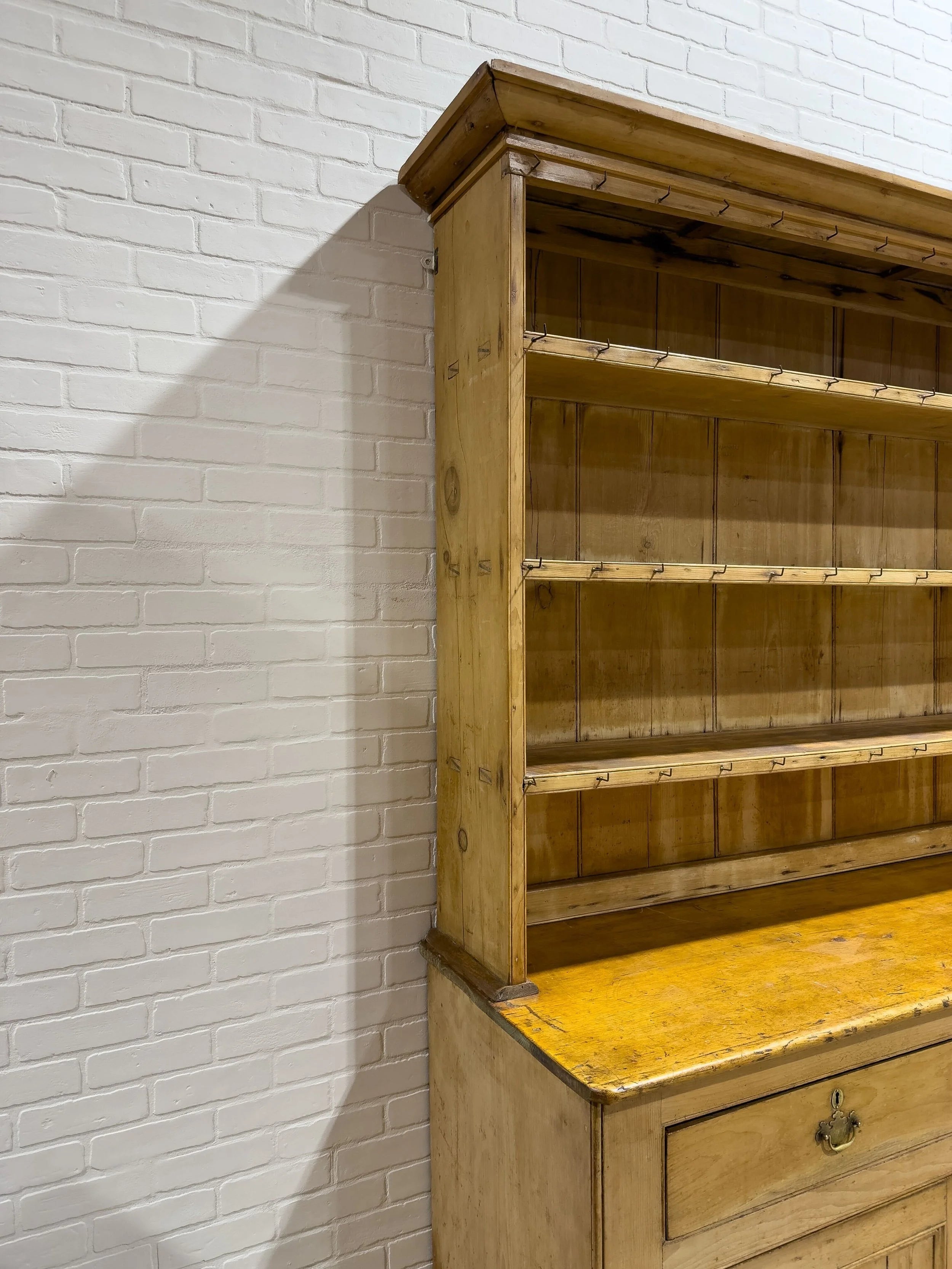 Monumental English pine kitchen dresser