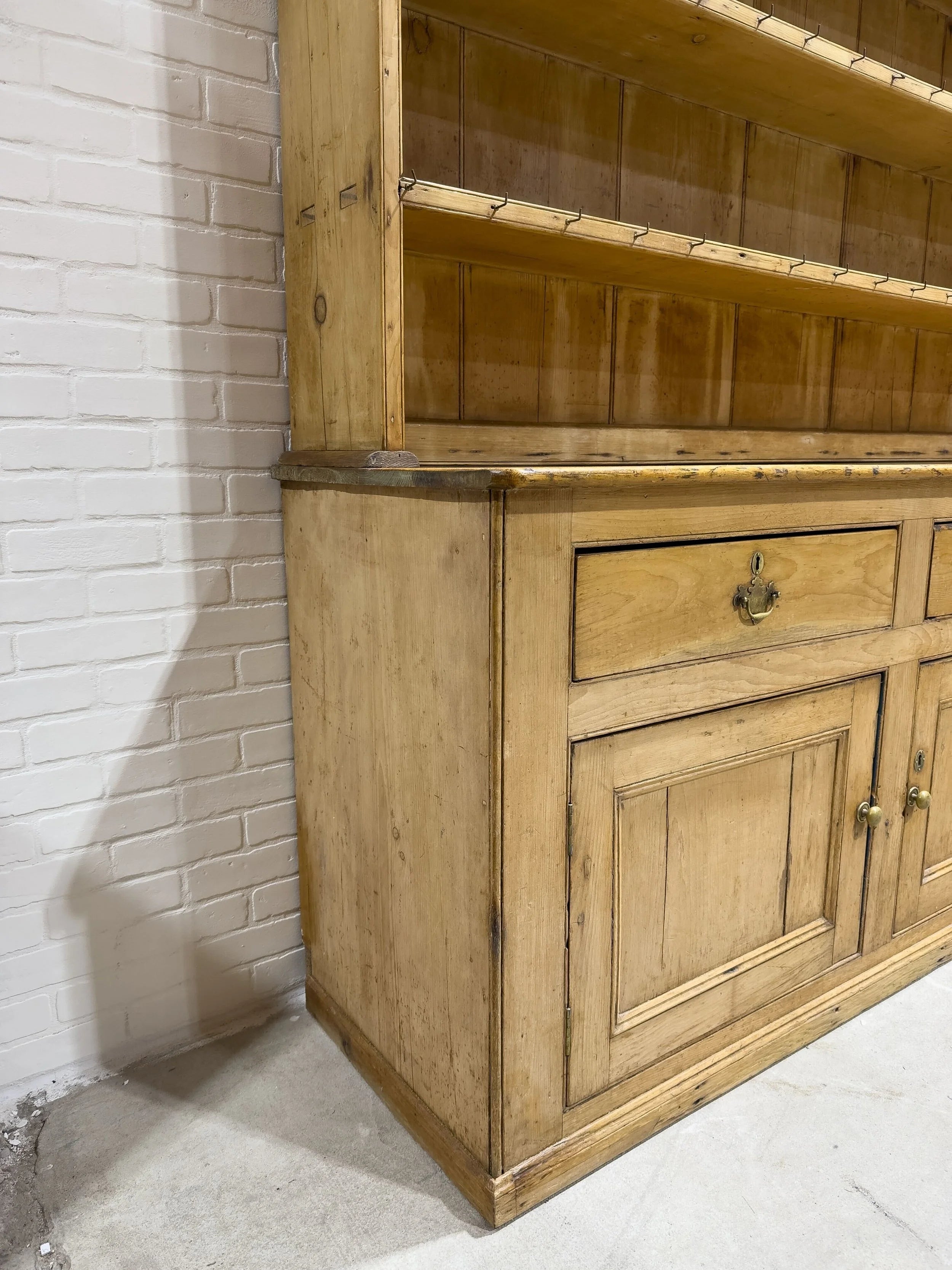 Monumental English pine kitchen dresser