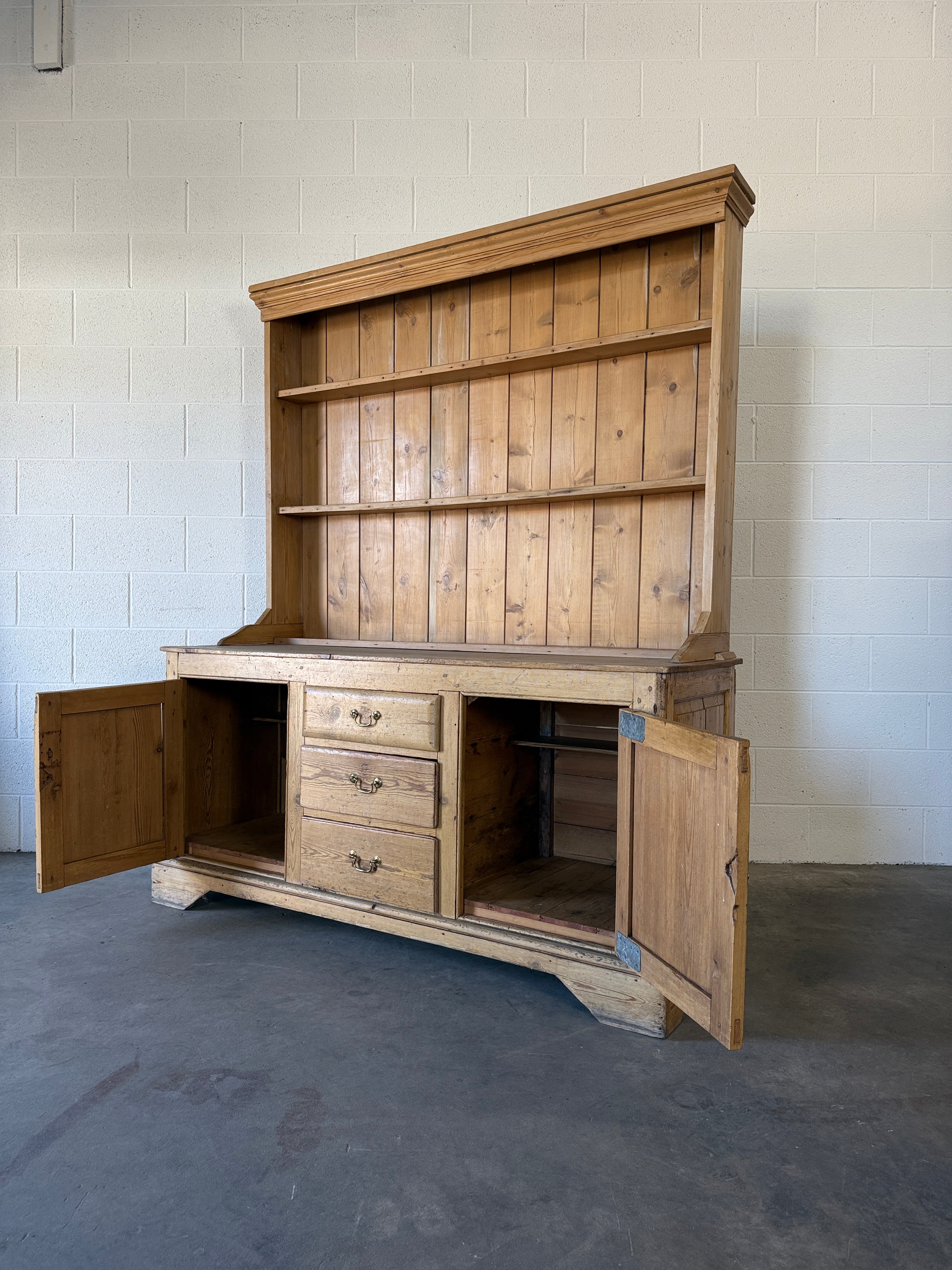 Early 19th‑Century and later English pine kitchen dresser