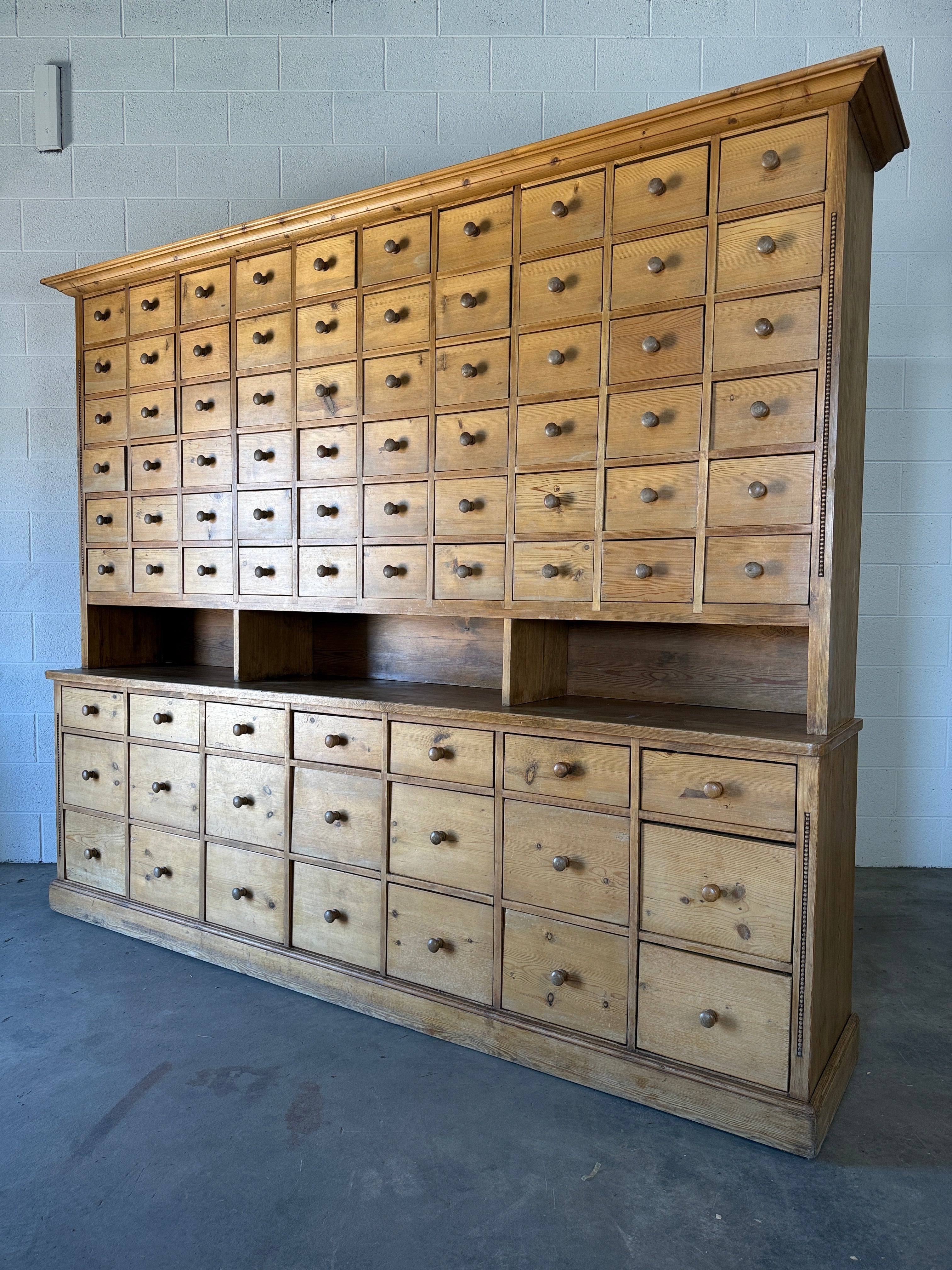 Antique European haberdashery of 81 drawers
