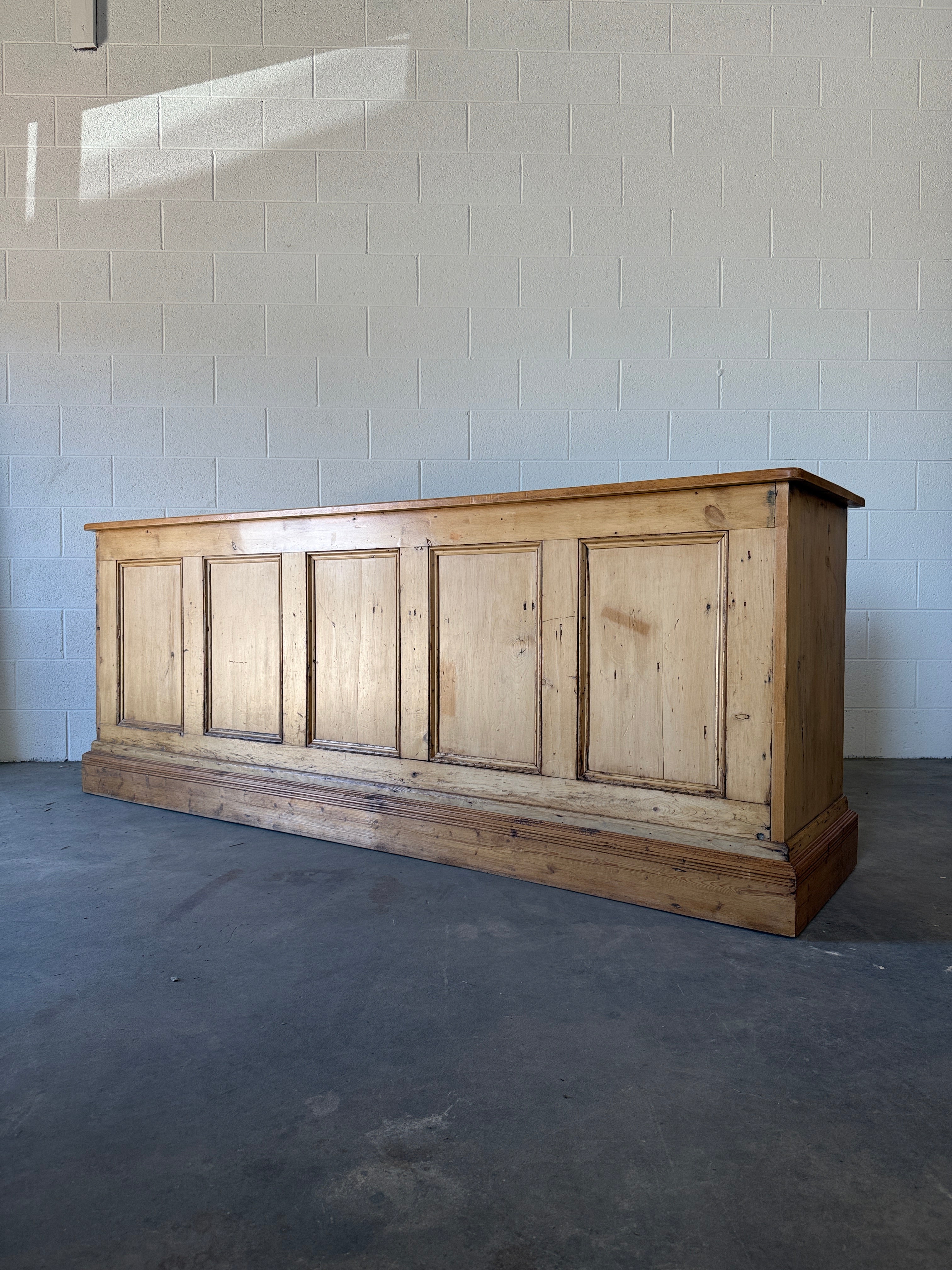 Victorian era English pine shop counter