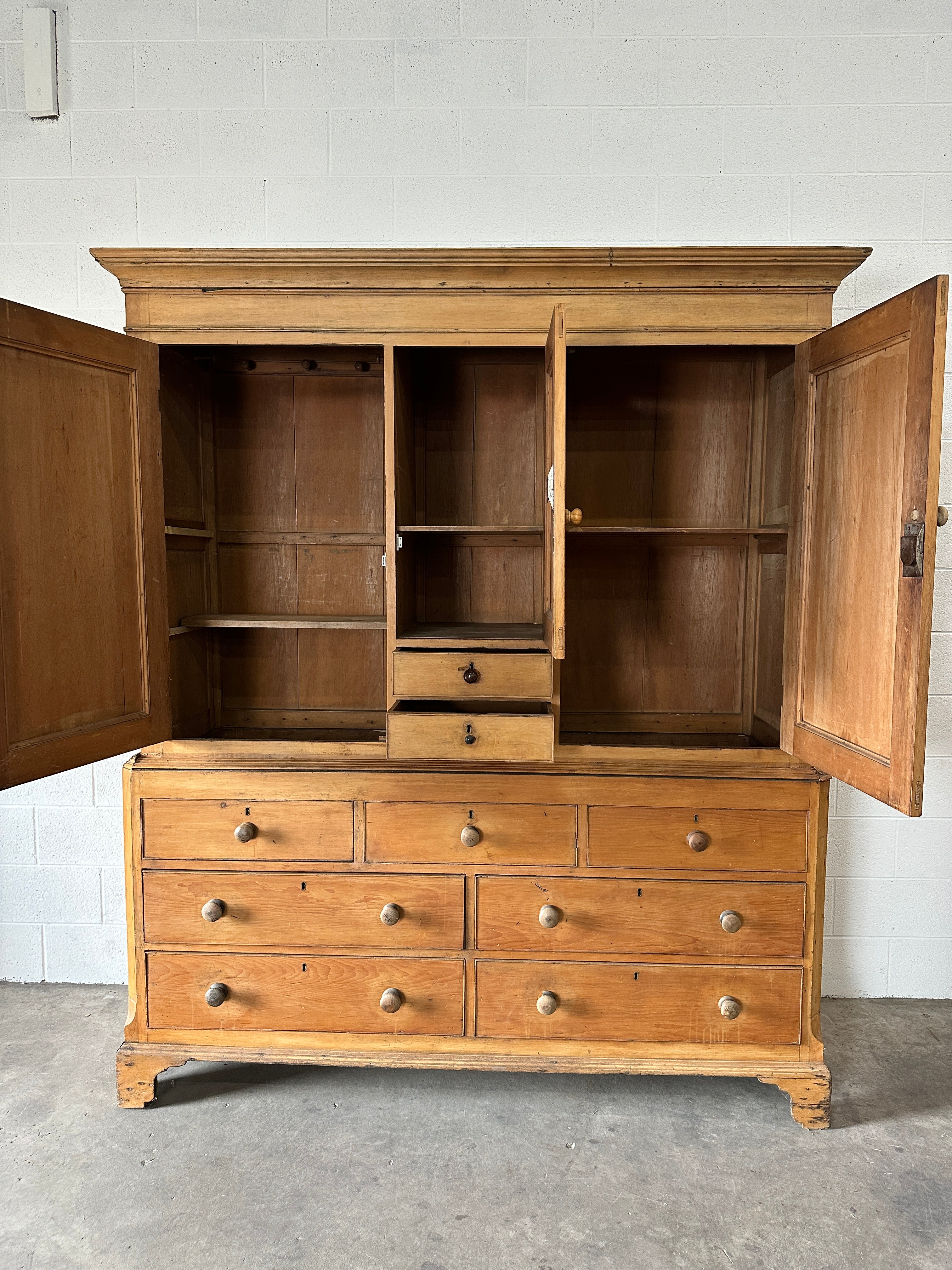 Antique Pine Gothic Housekeepers Cupboard