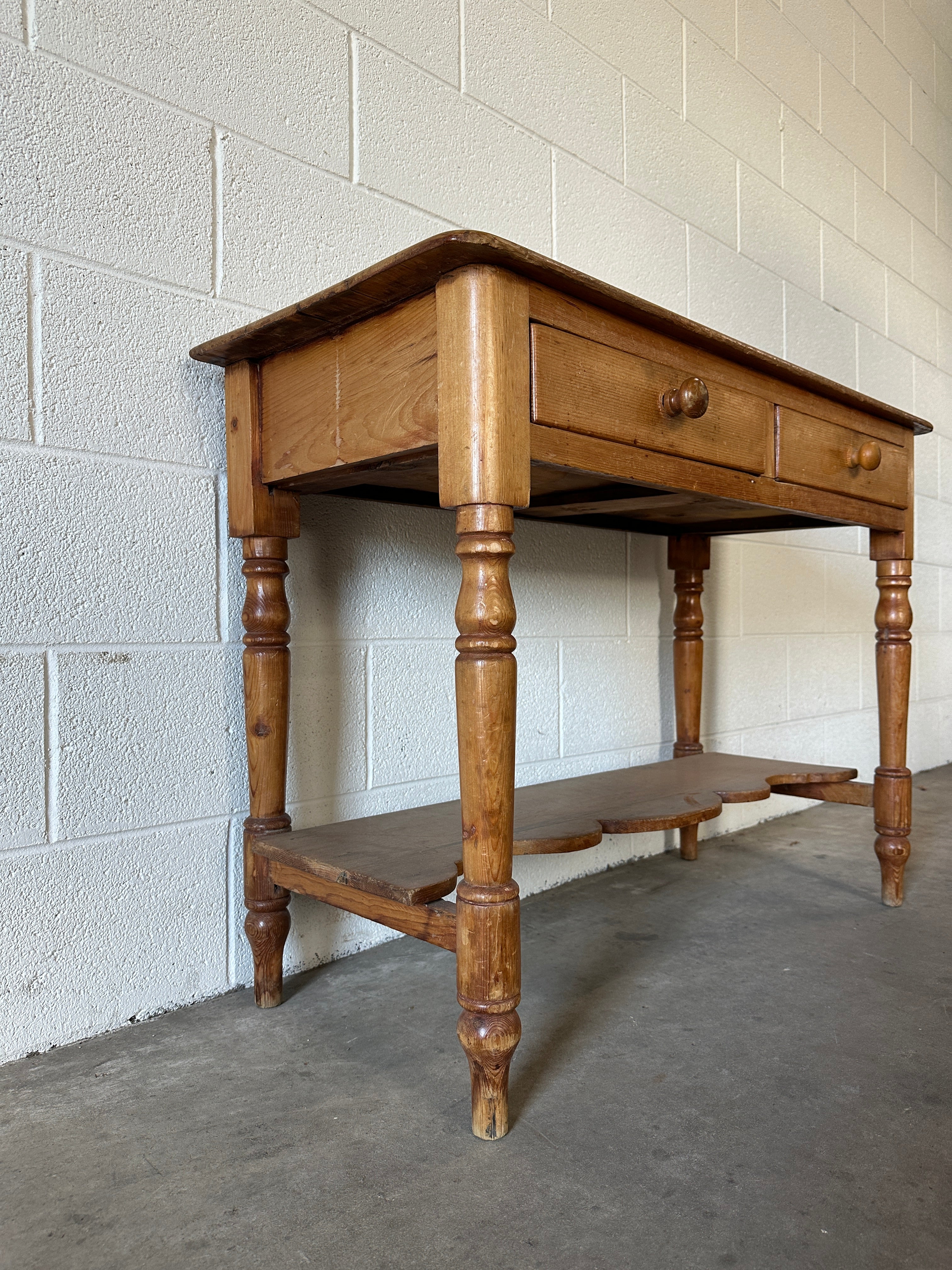 Antique English Pine Side table or Washstand