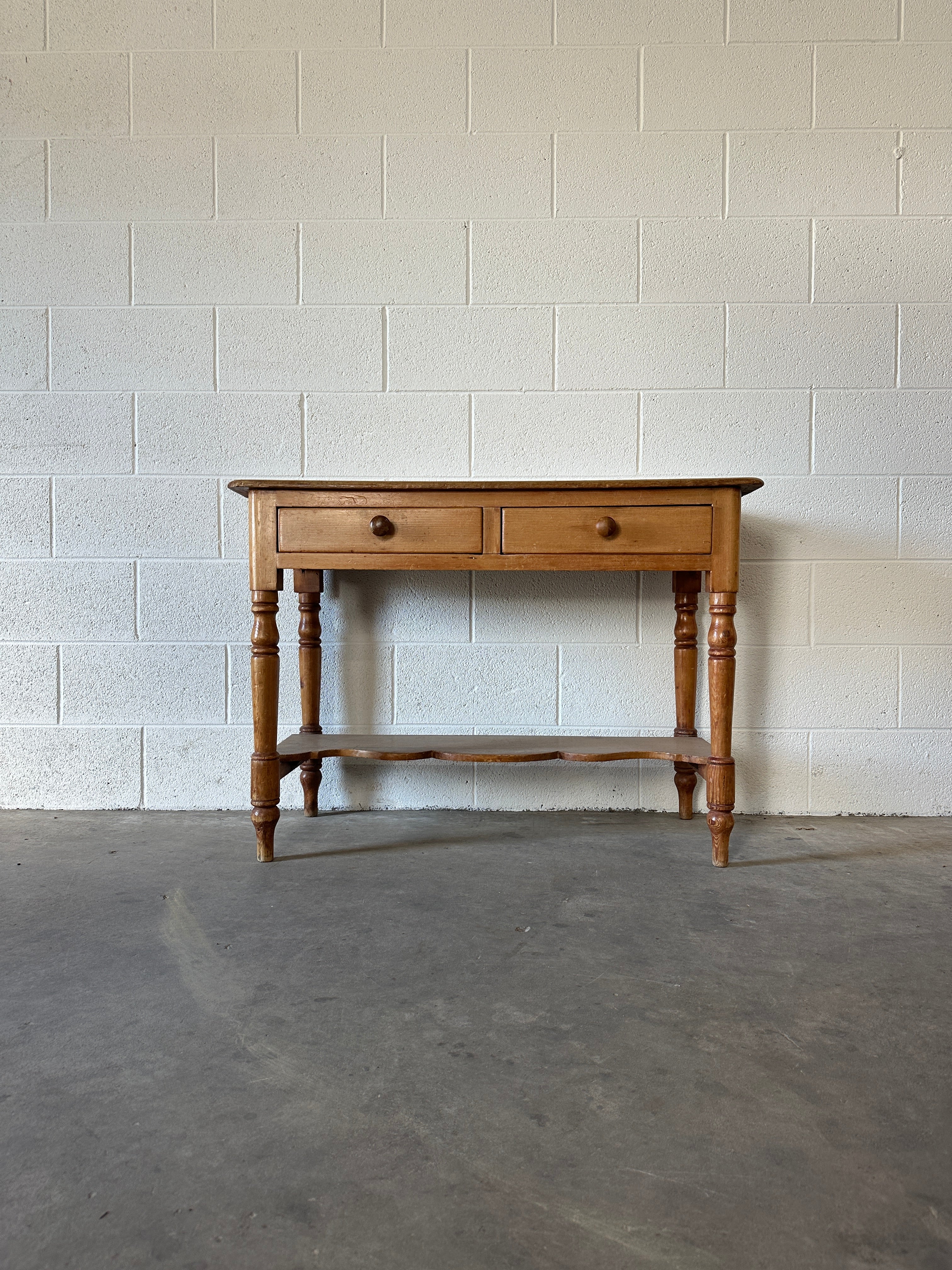 Antique English Pine Side table or Washstand