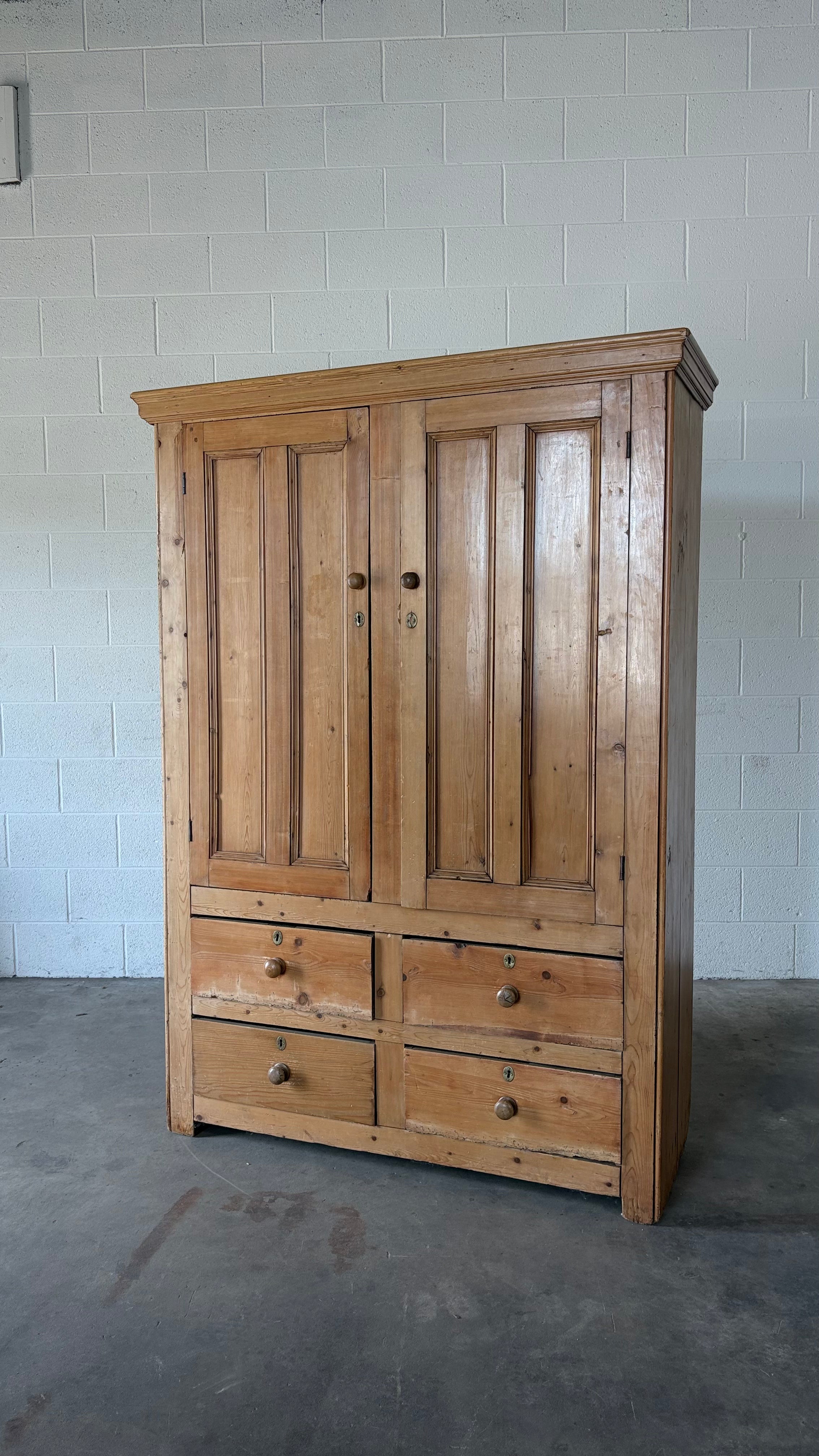 Antique Irish pine wardrobe