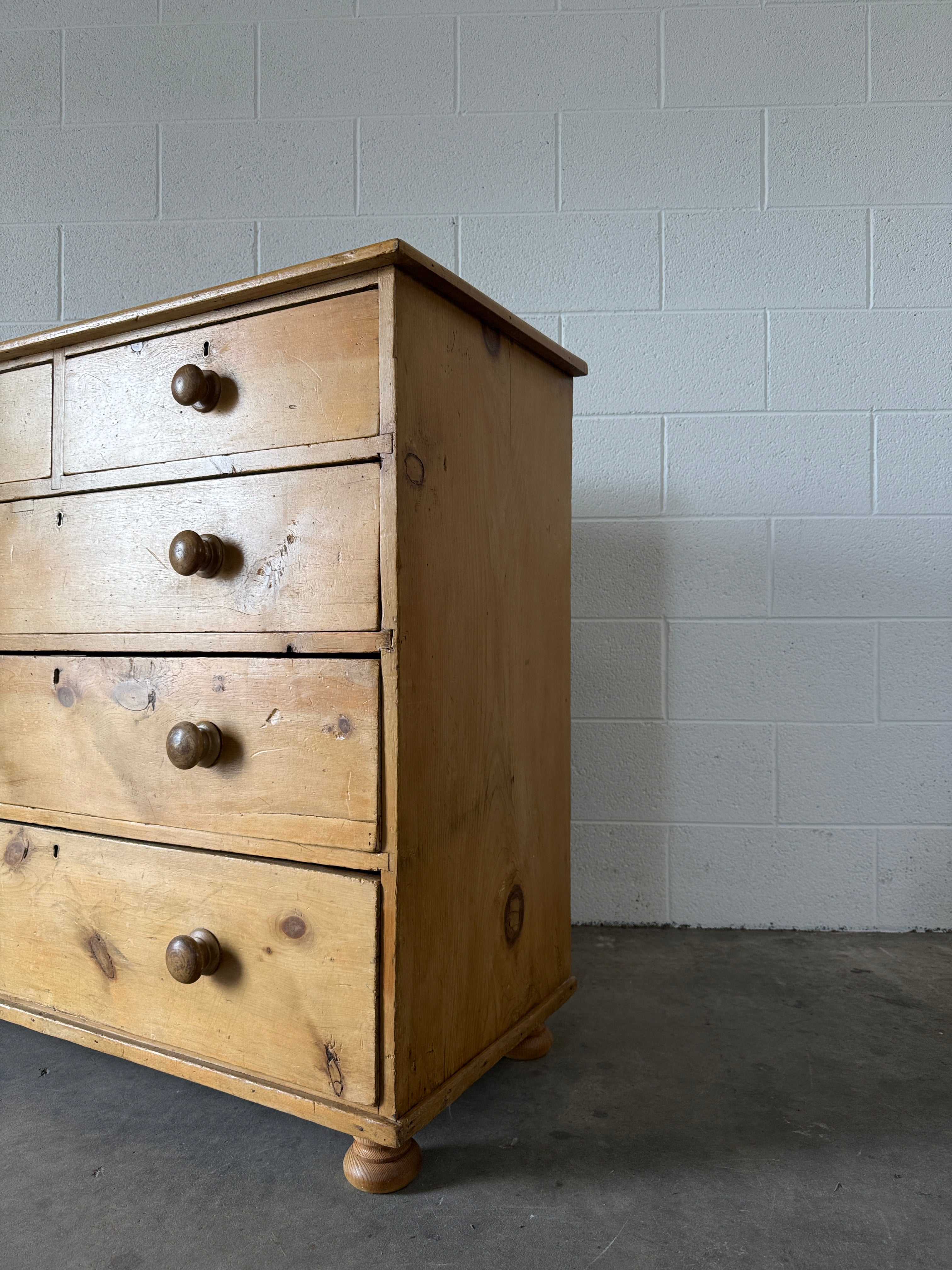 Antique English pine dresser or chest of drawers