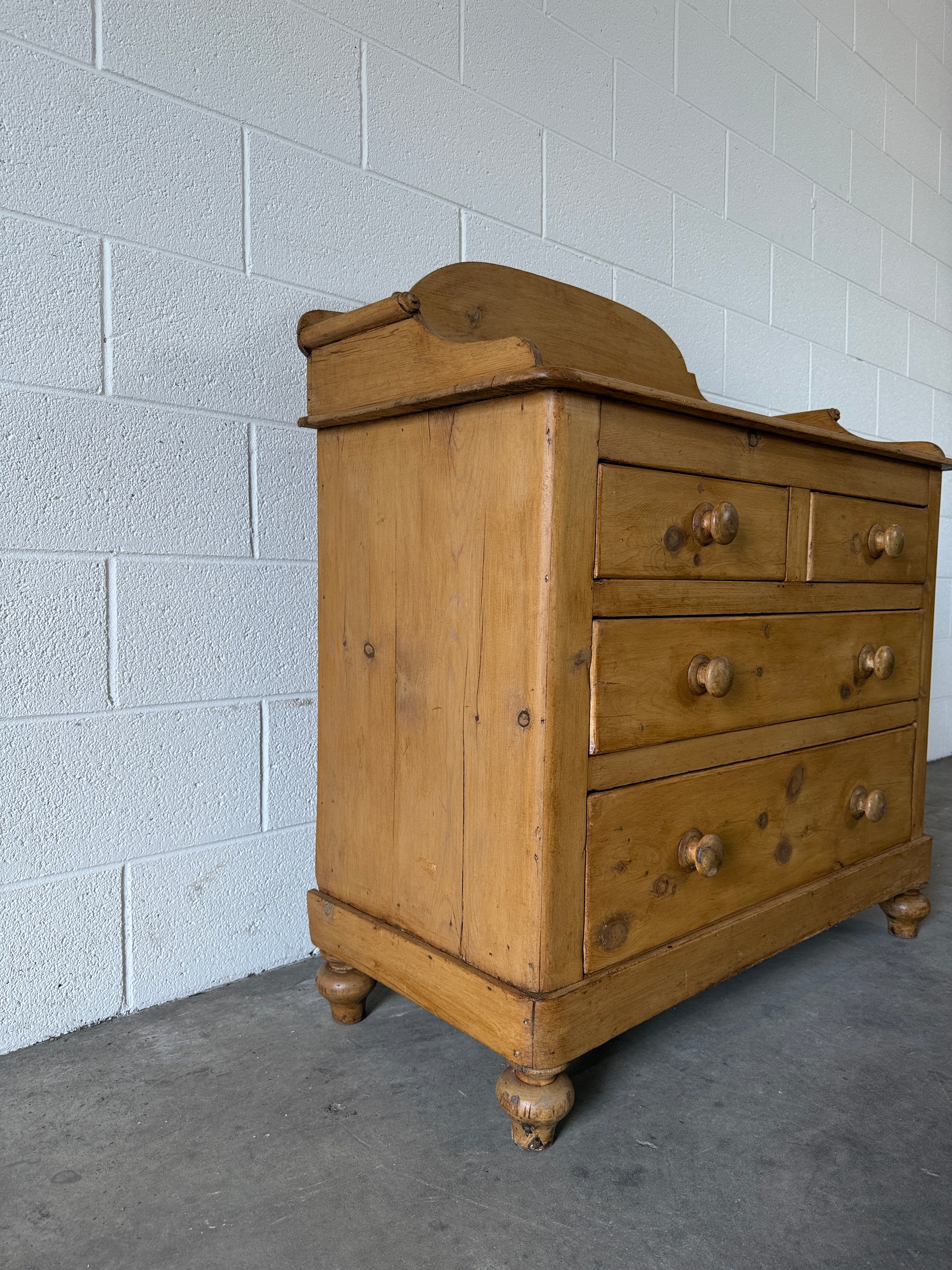 Victorian Pine Drawers with Decorative Back