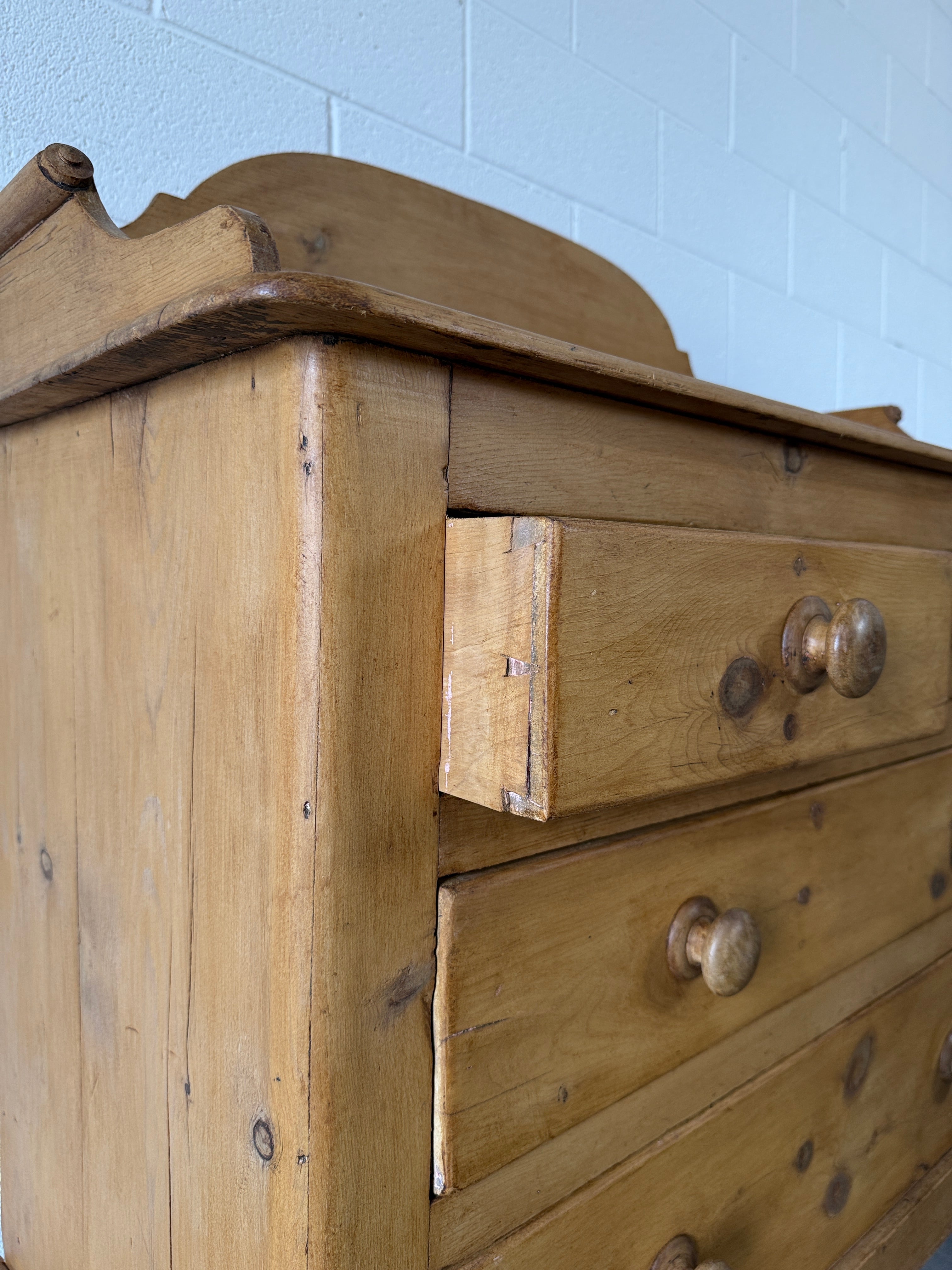 Victorian Pine Drawers with Decorative Back