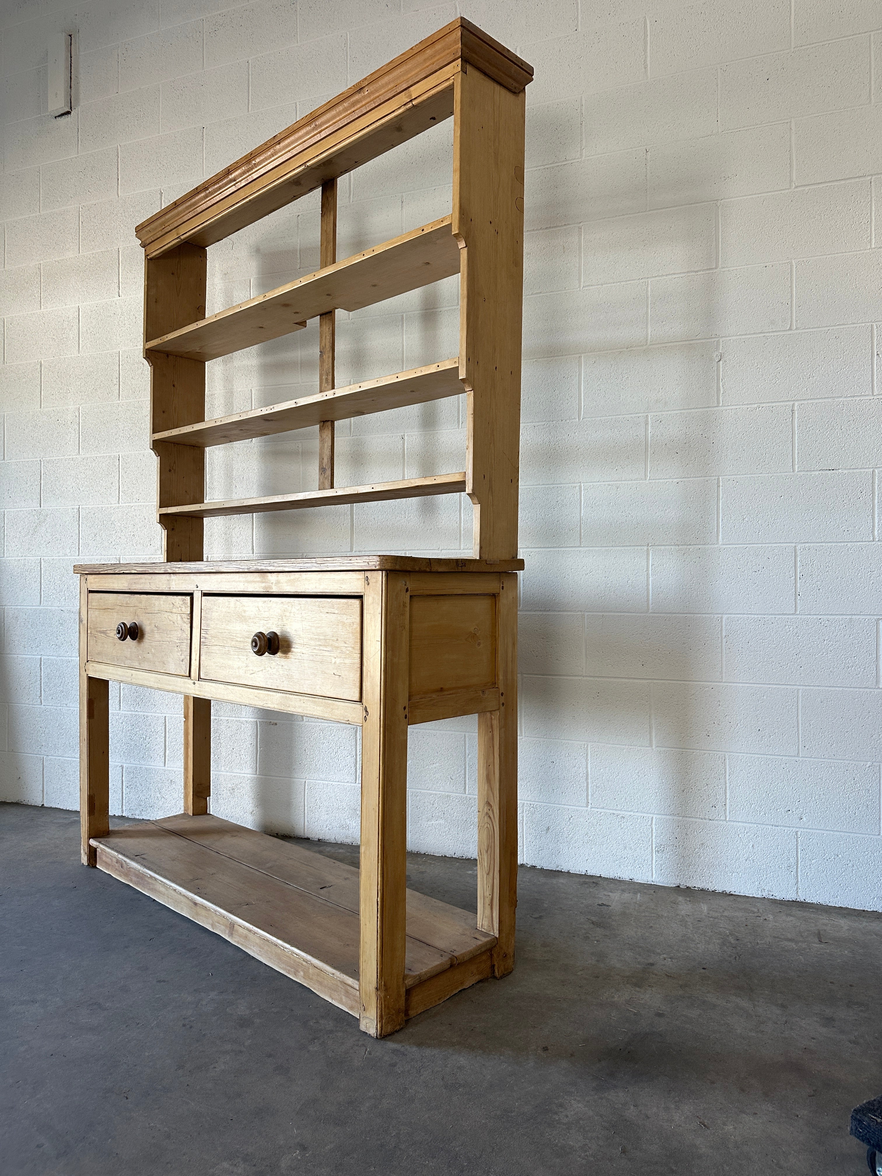 Light Pine Antique Hutch from England