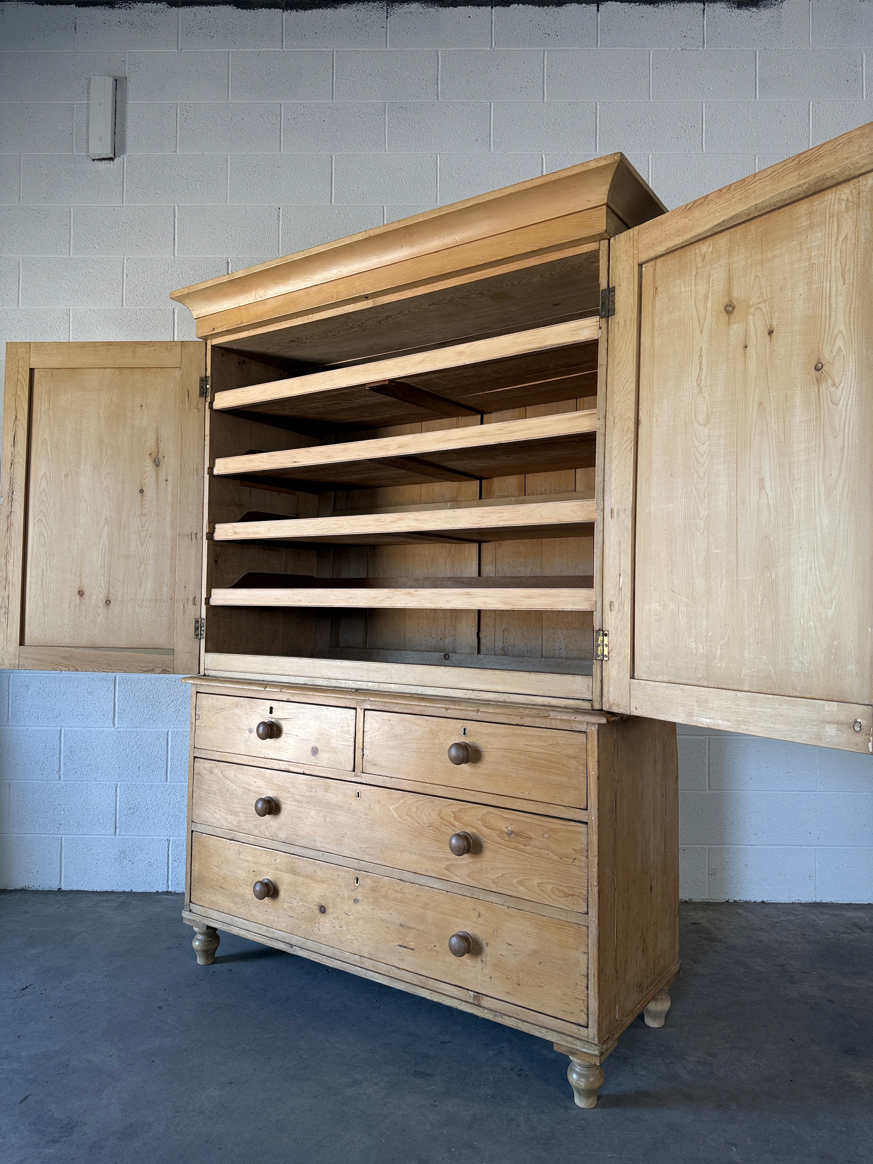 Antique Pine Linen Press
