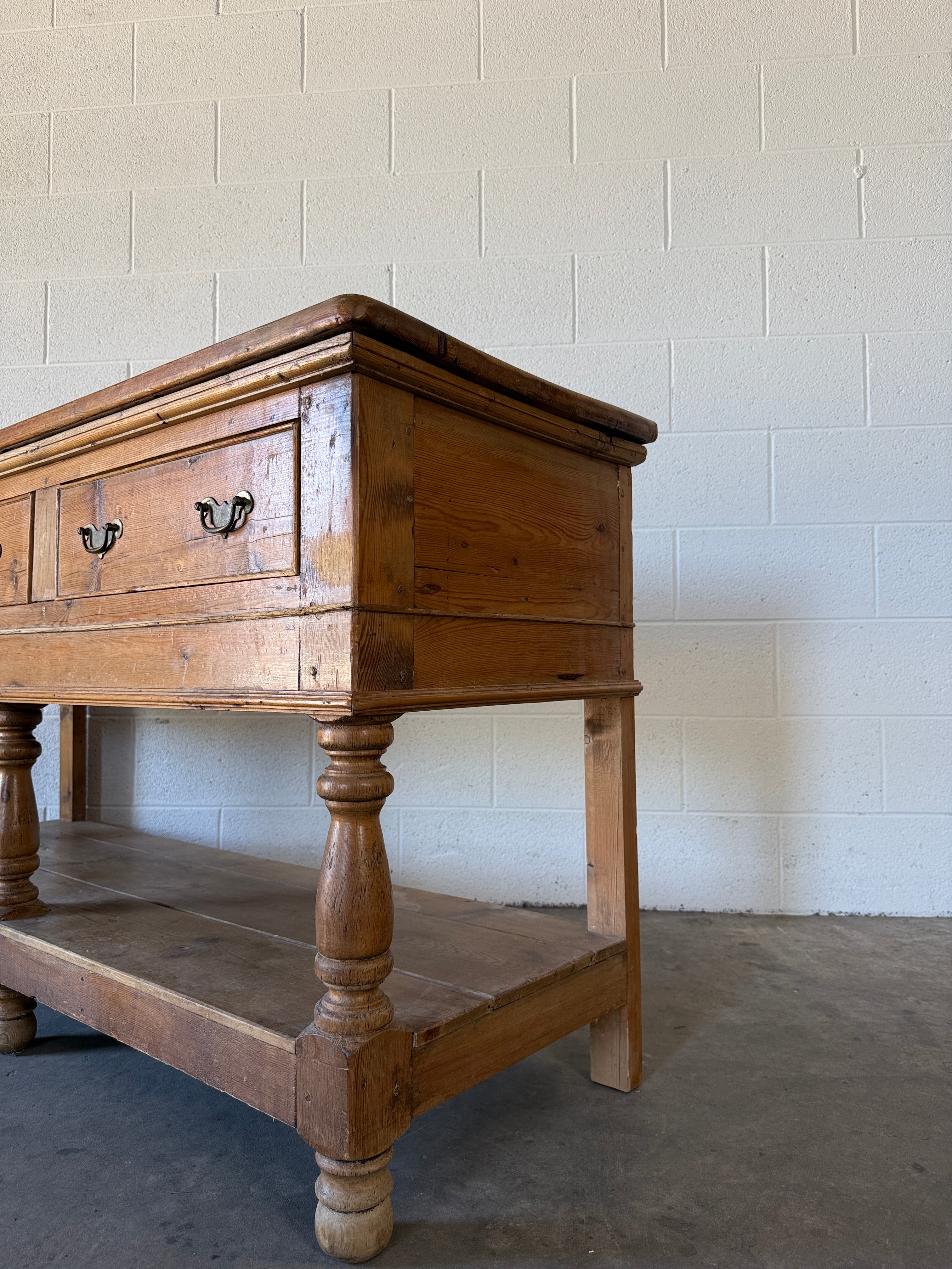 Antique pine sideboard with drop handles