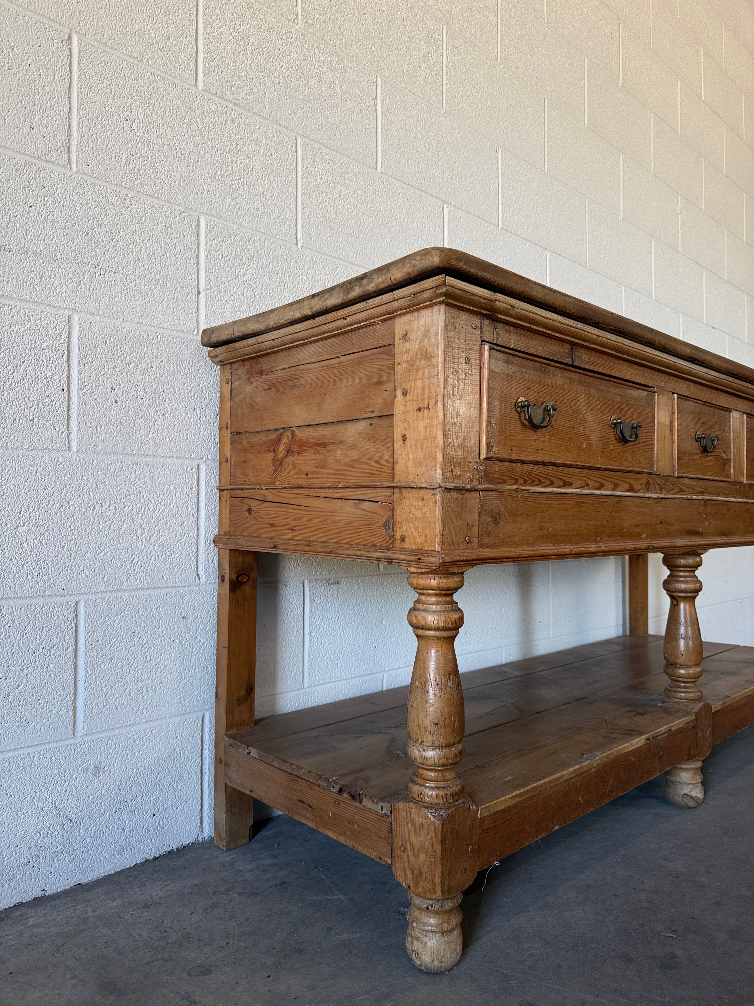 Antique pine sideboard with drop handles