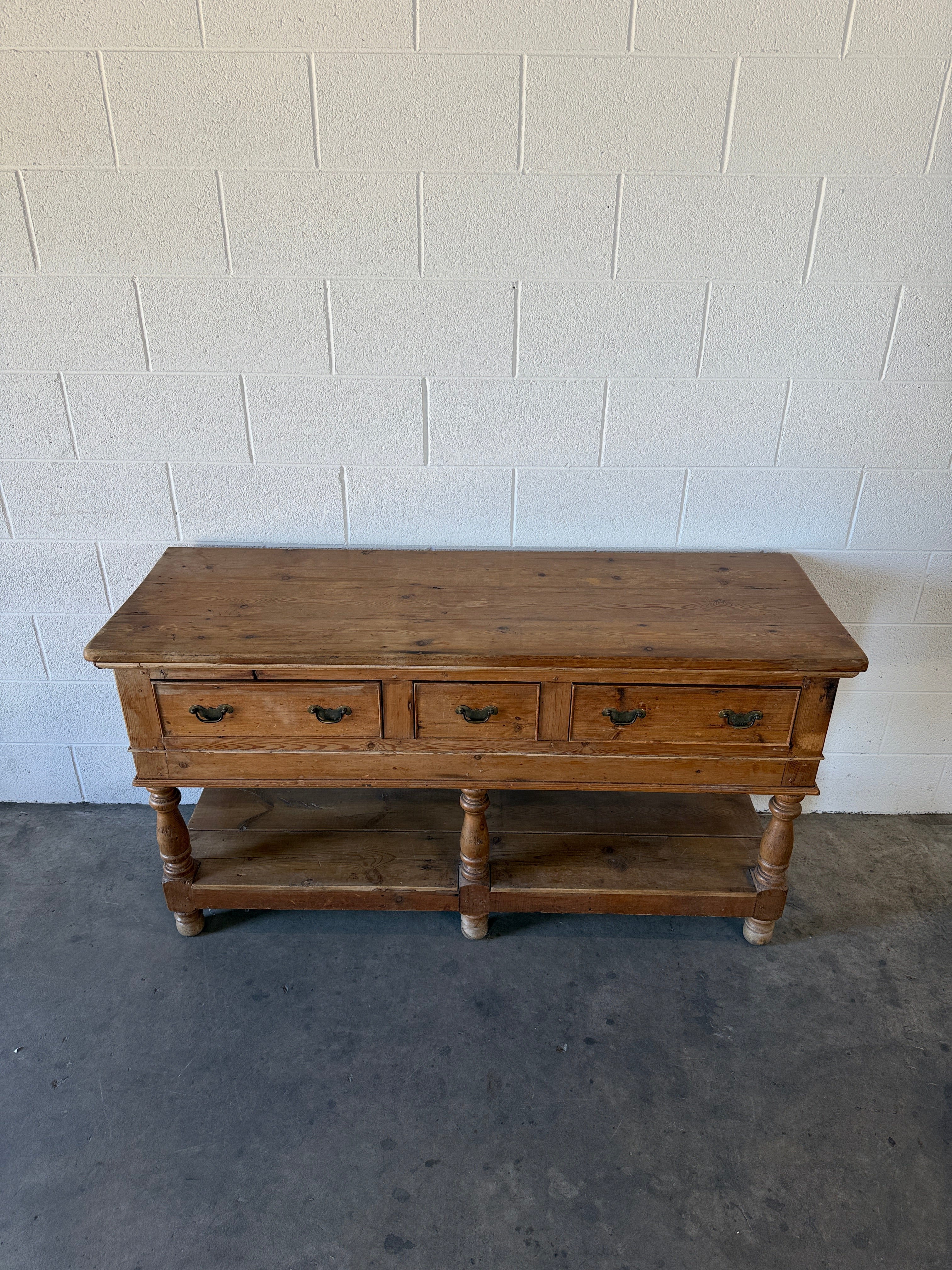 Antique pine sideboard with drop handles