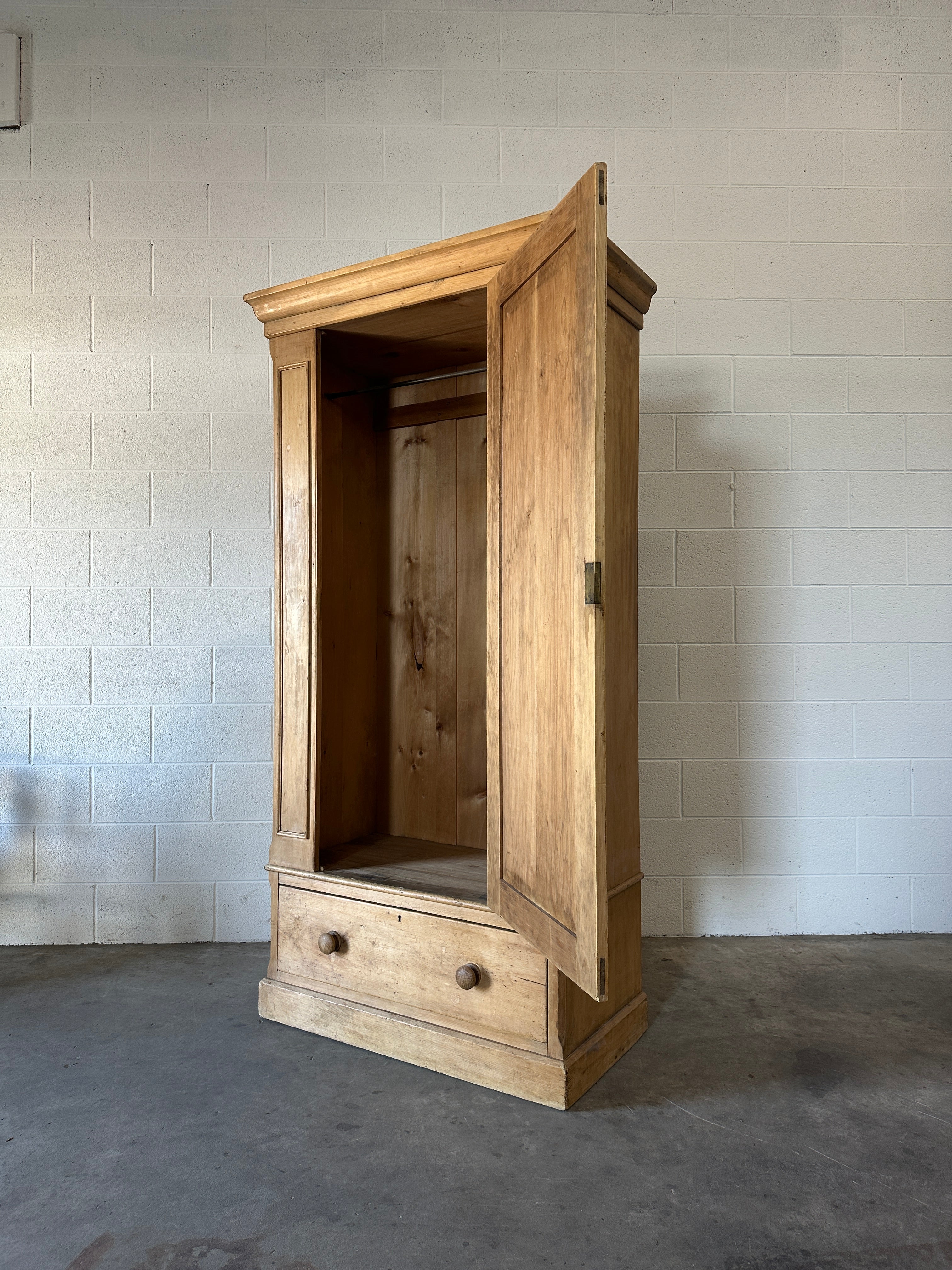 Victorian pine single wardrobe