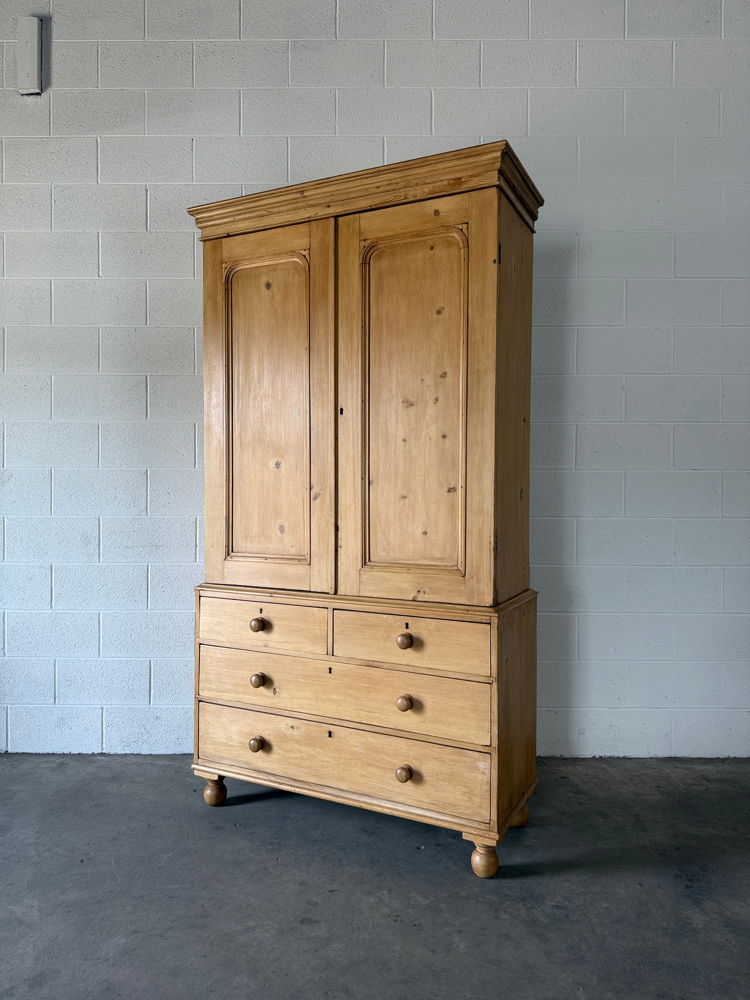 Victorian pine linen press