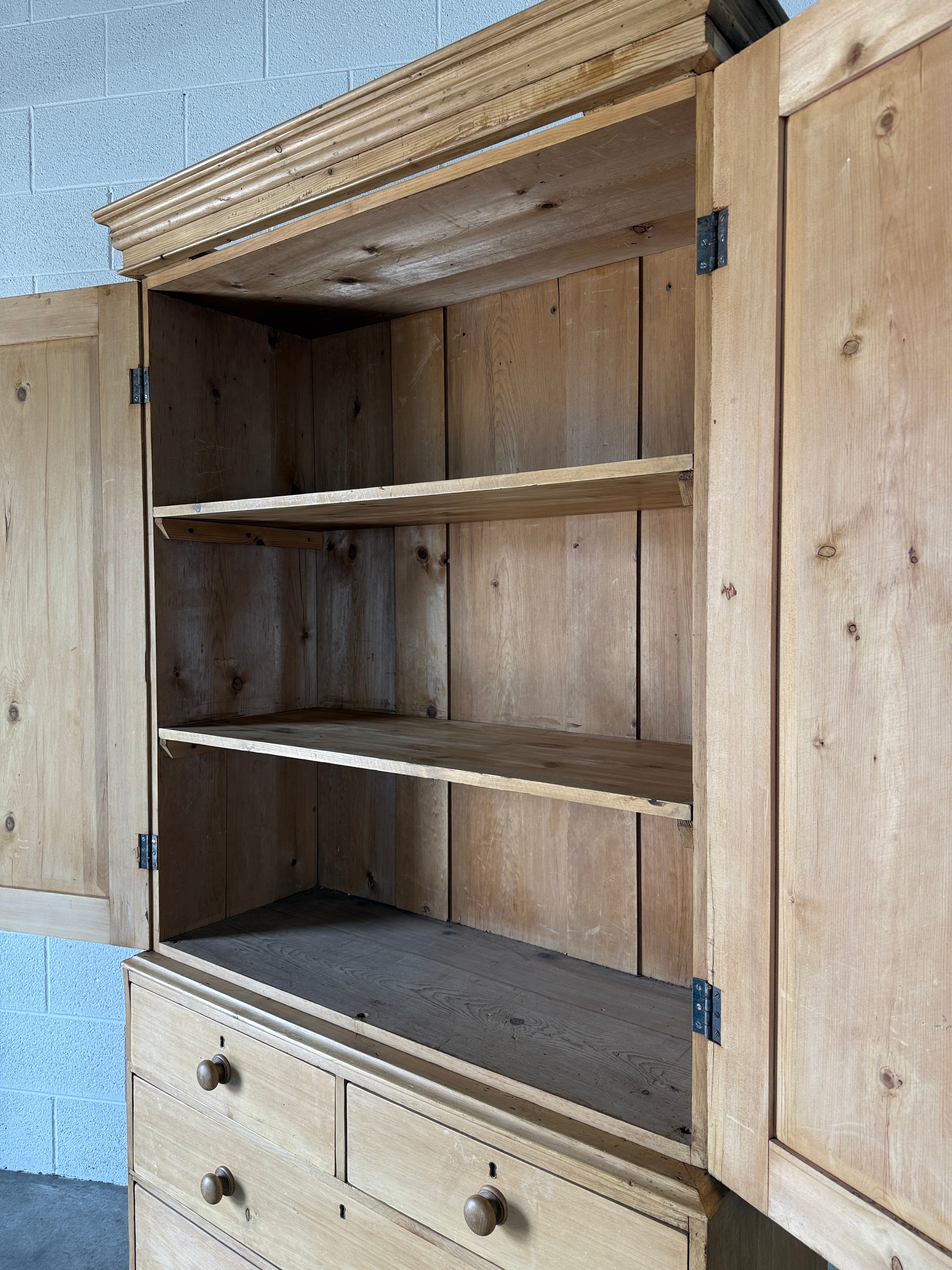 Victorian pine linen press