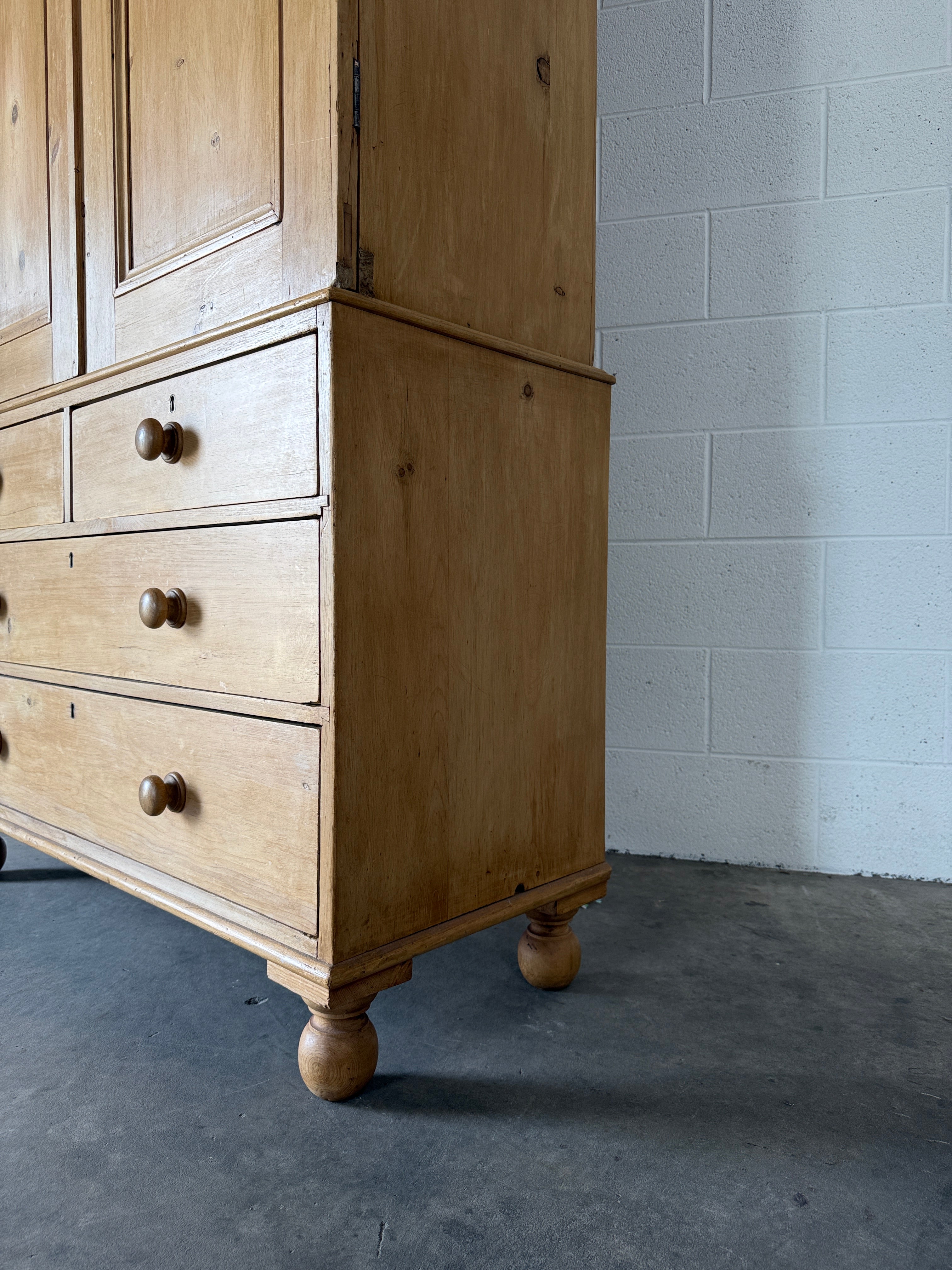Victorian pine linen press