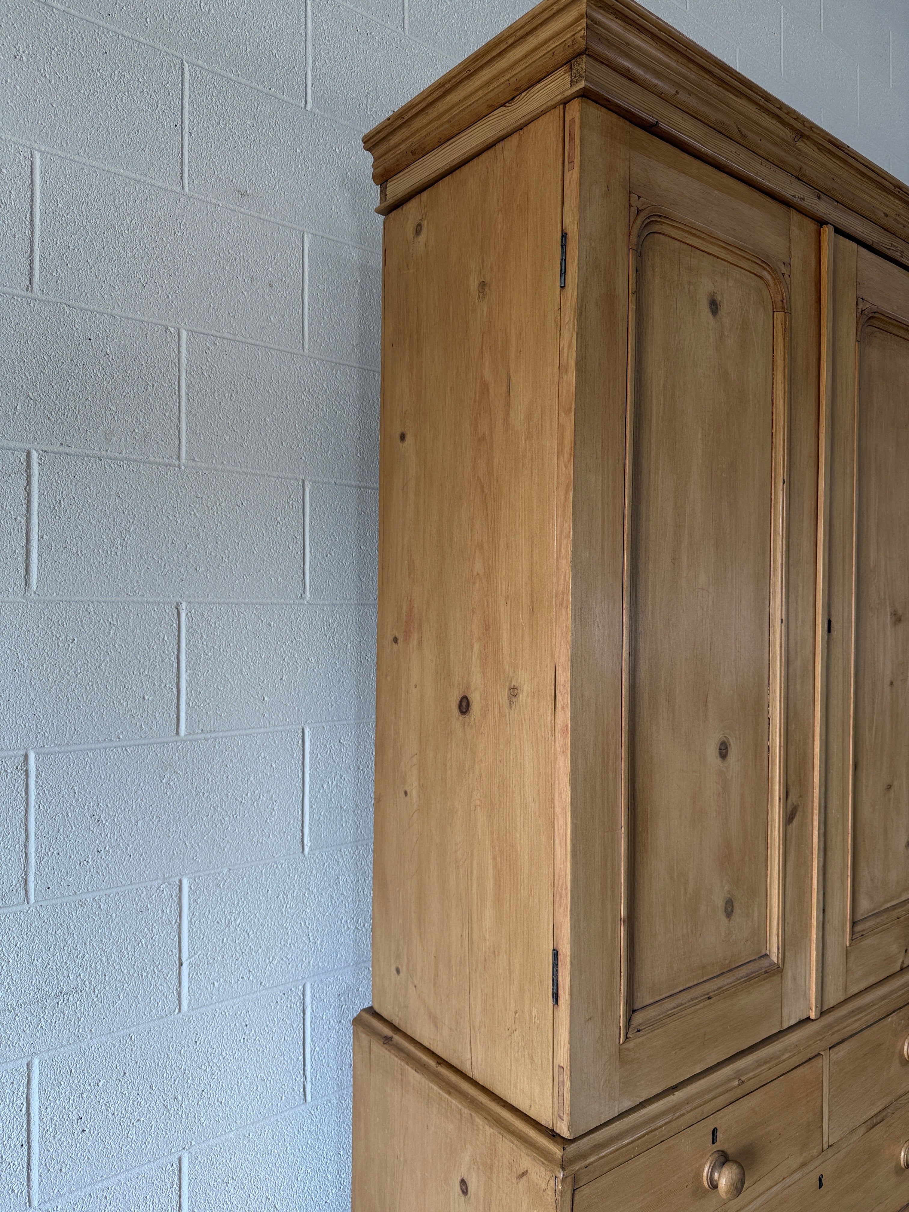 Victorian pine linen press