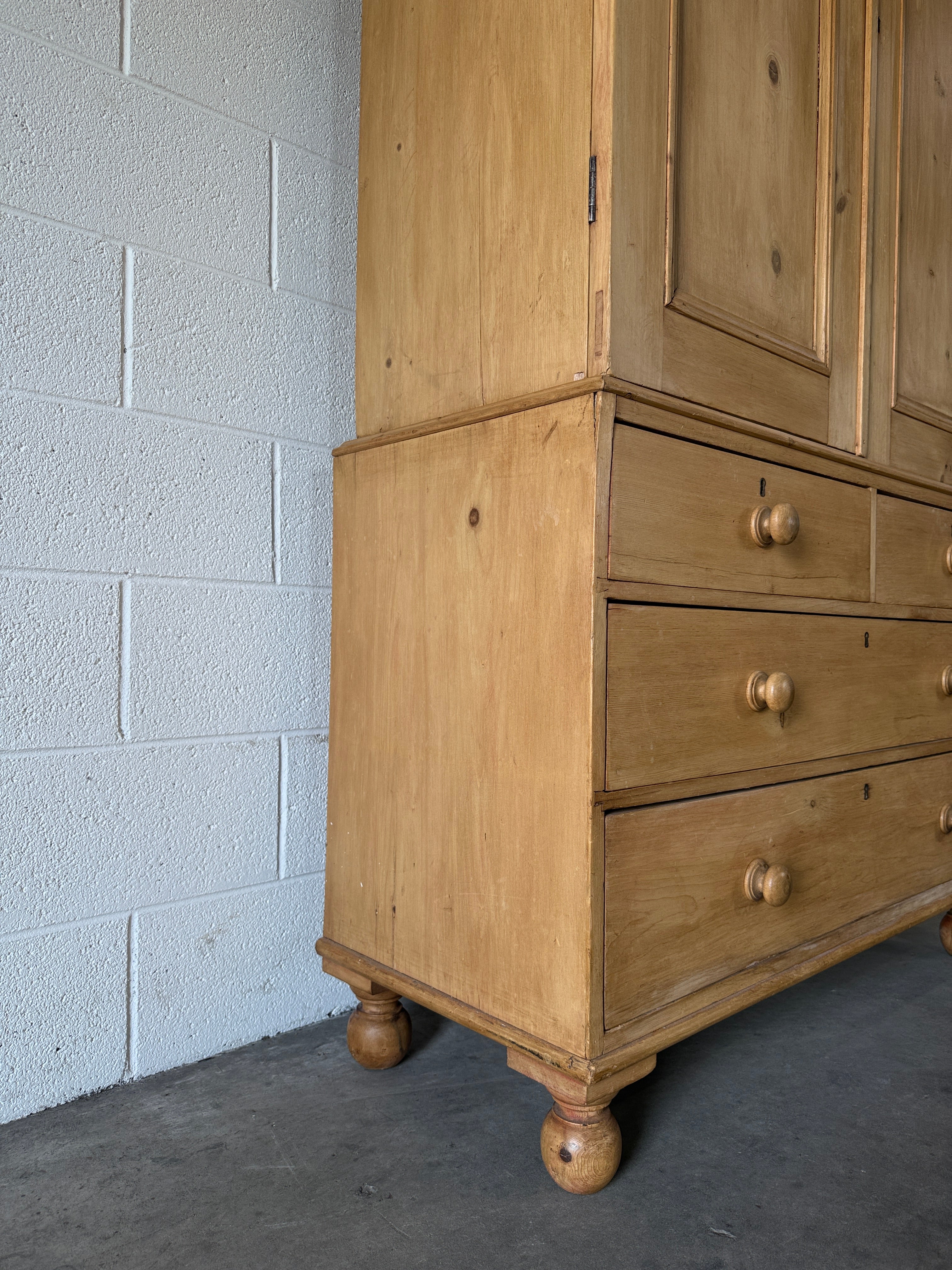 Victorian pine linen press