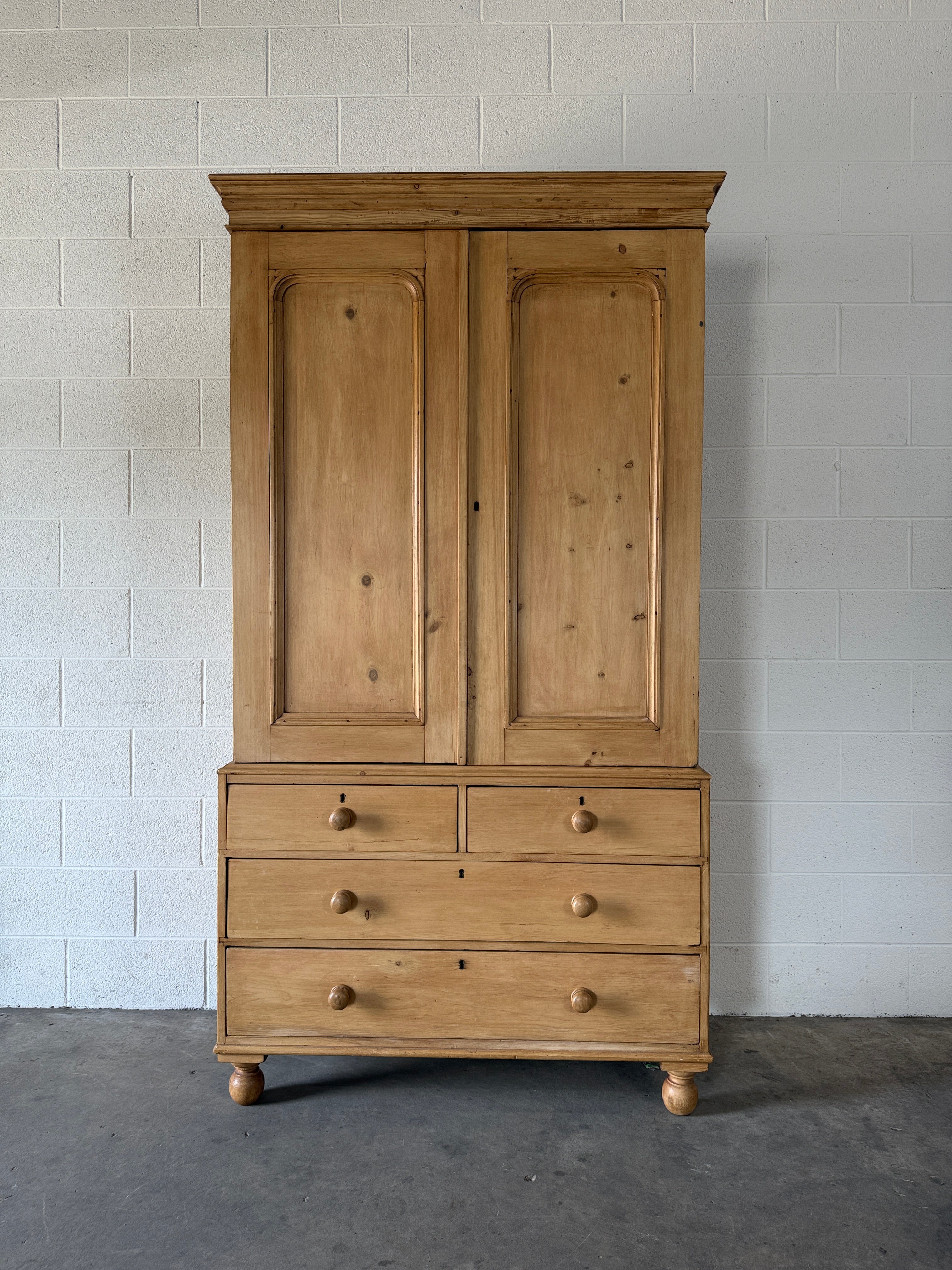 Victorian pine linen press